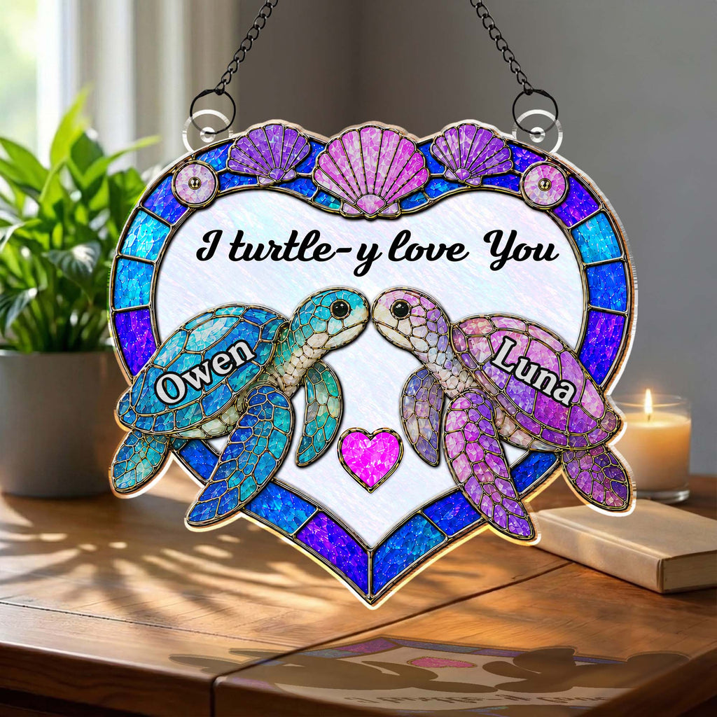 Personalized Sea Turtle Suncatcher Custom Gift for Couples Suncatcher GradoCreations