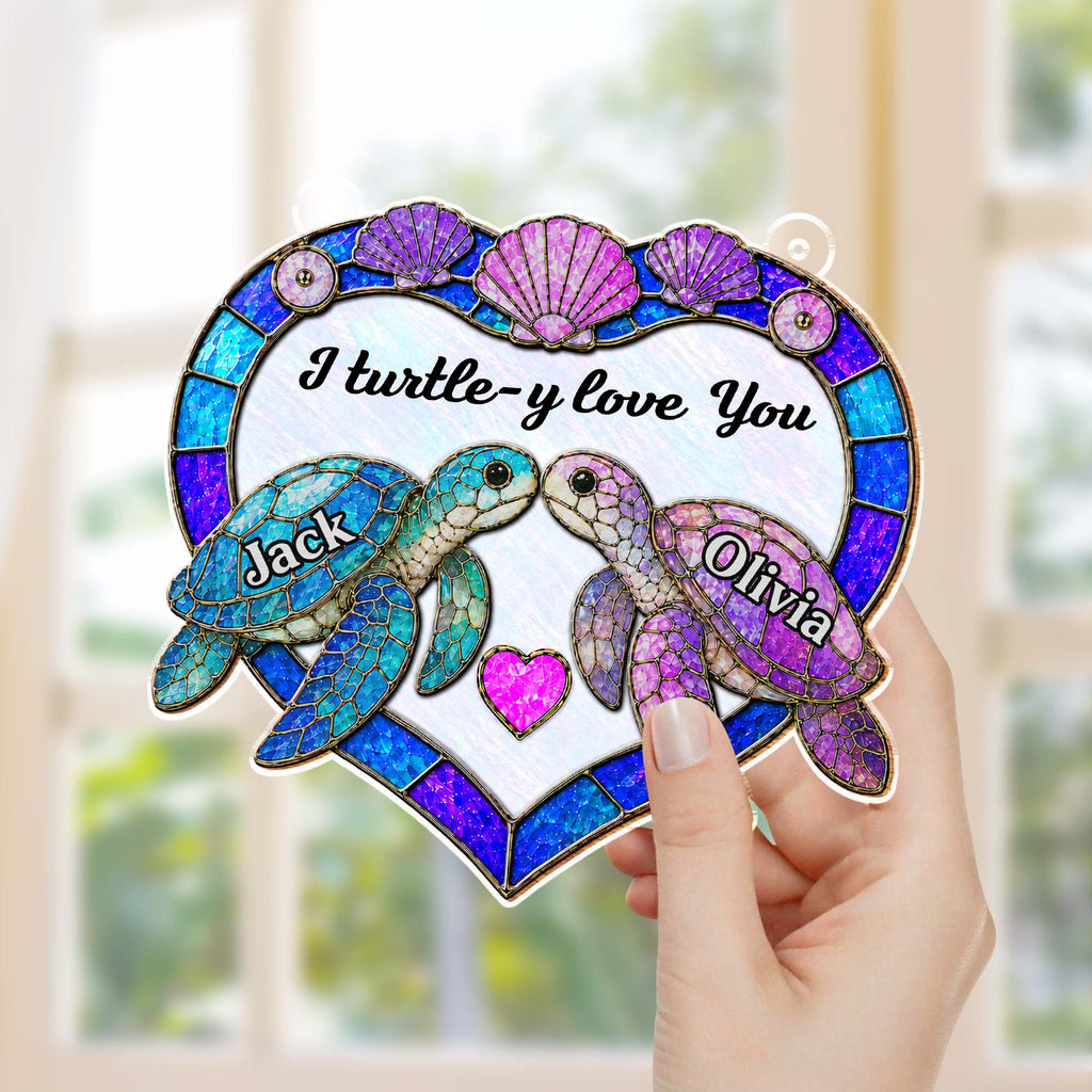Personalized Sea Turtle Suncatcher Custom Gift for Couples Suncatcher GradoCreations