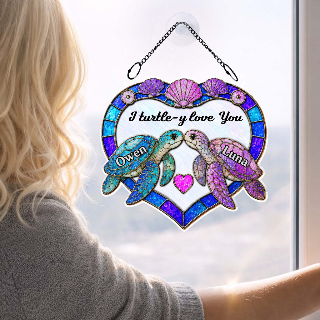 Personalized Sea Turtle Suncatcher Custom Gift for Couples Suncatcher GradoCreations