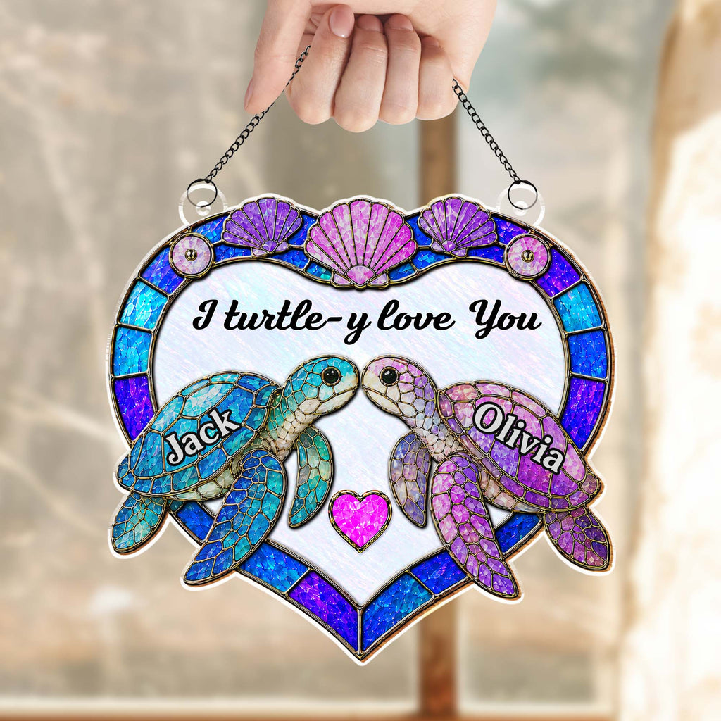 Personalized Sea Turtle Suncatcher Custom Gift for Couples Suncatcher GradoCreations