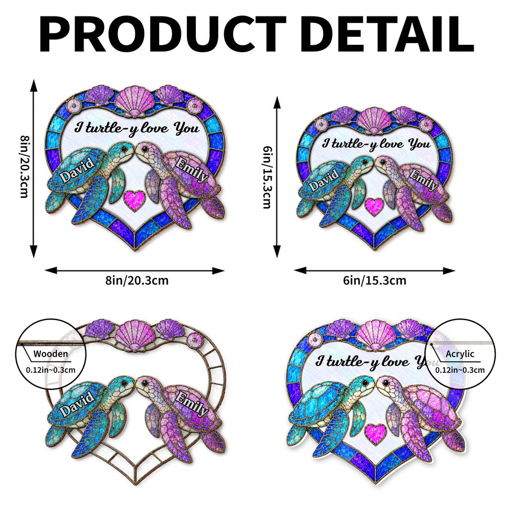Personalized Sea Turtle Suncatcher Custom Gift for Couples Suncatcher GradoCreations