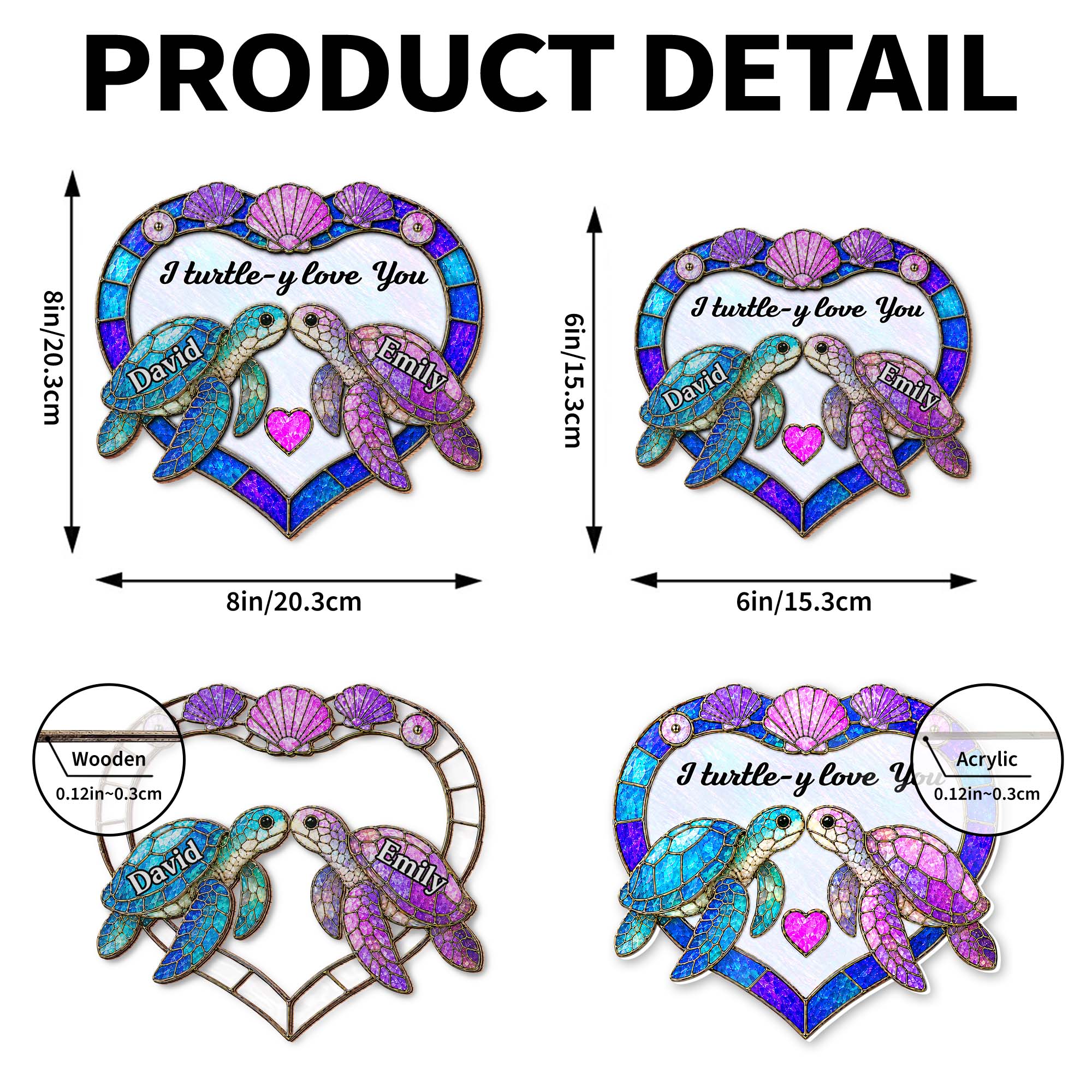 Personalized Sea Turtle Suncatcher Custom Gift for Couples Suncatcher GradoCreations