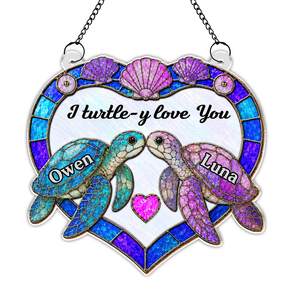 Personalized Sea Turtle Suncatcher Custom Gift for Couples Suncatcher GradoCreations