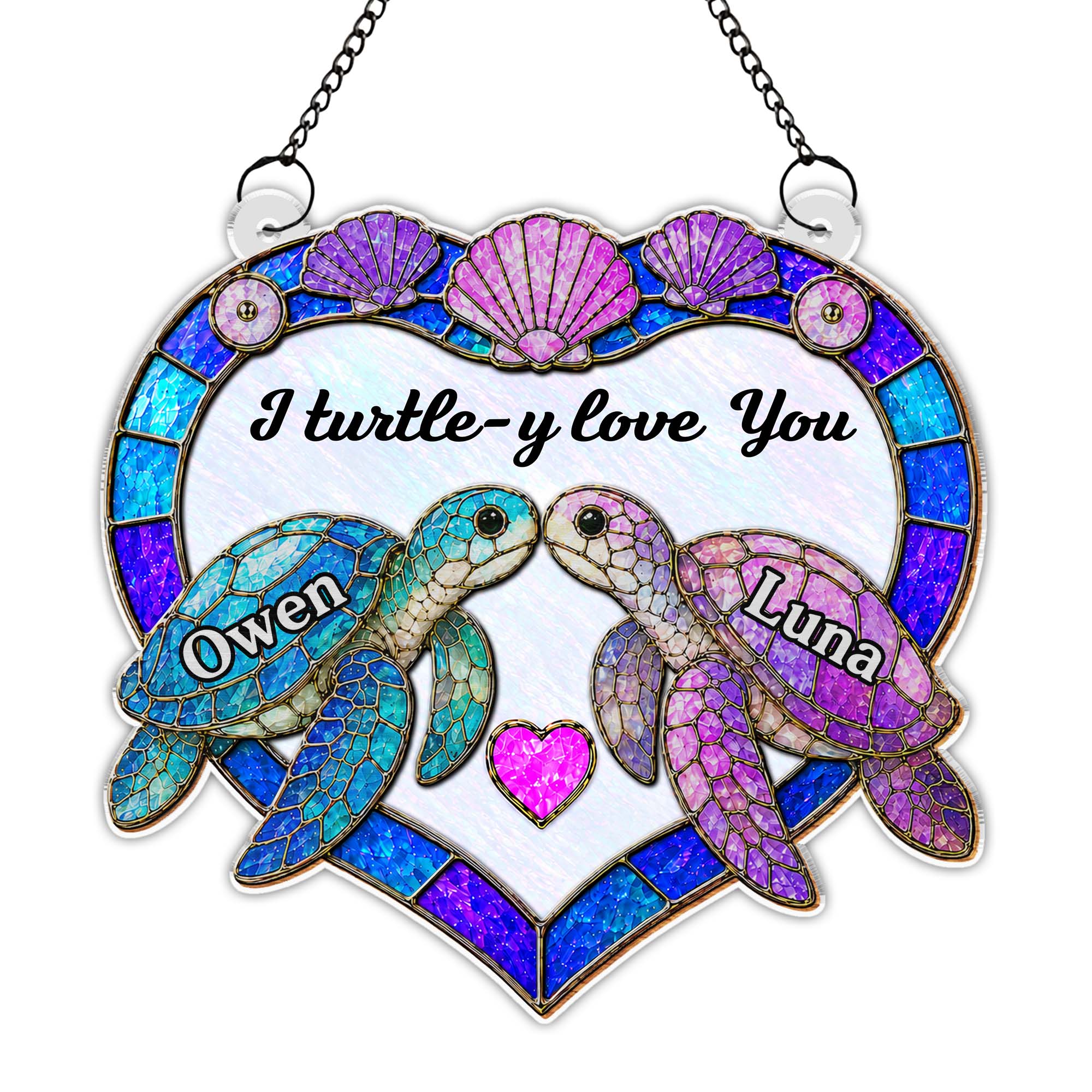 Personalized Sea Turtle Suncatcher Custom Gift for Couples Suncatcher GradoCreations