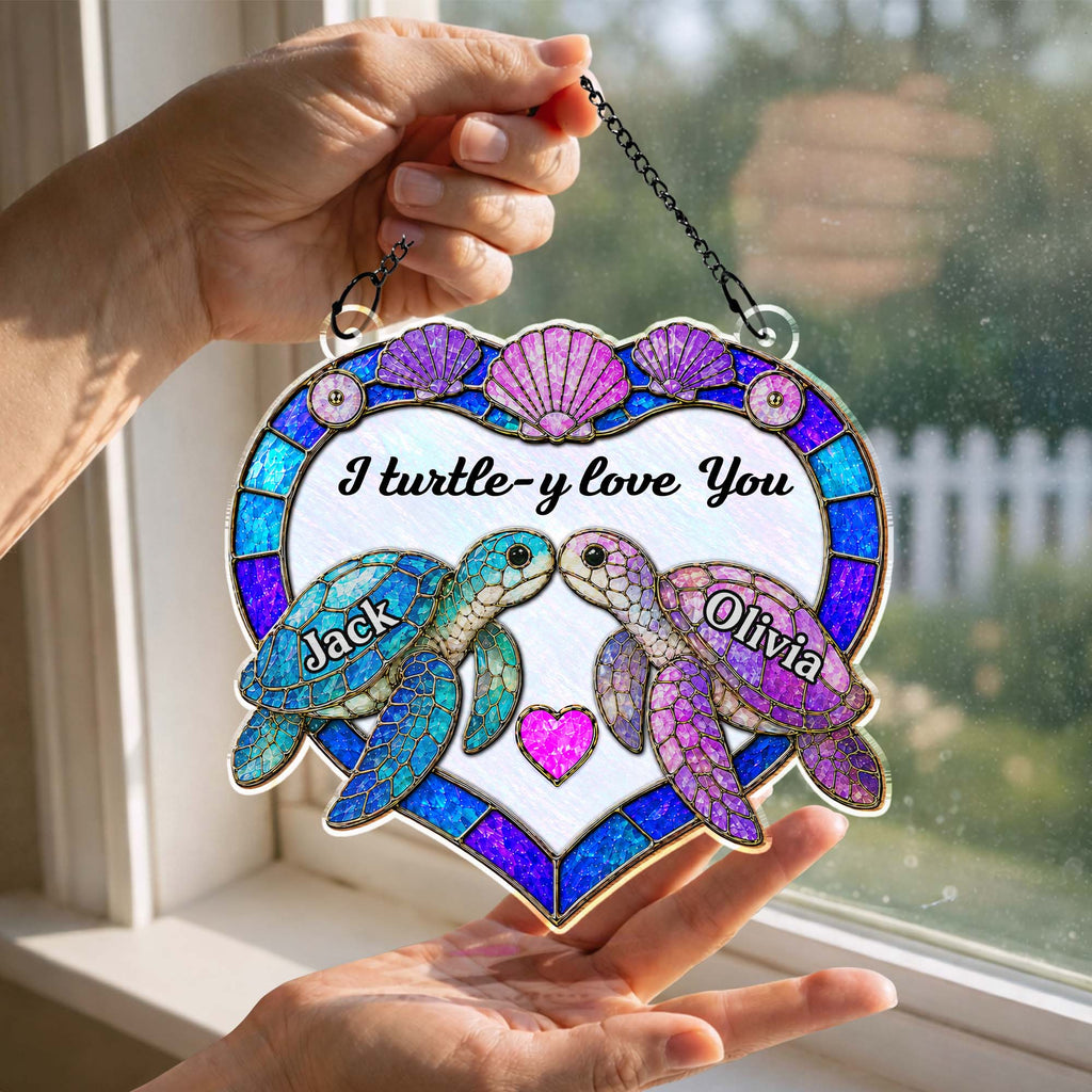 Personalized Sea Turtle Suncatcher Custom Gift for Couples Suncatcher GradoCreations
