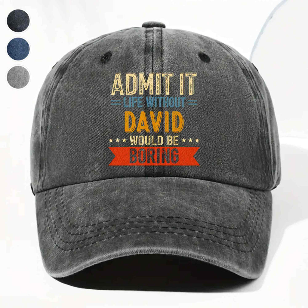 Personalized Washed Denim Cap Custom Name Gift for Him Washed Denim Cap GradoCreations