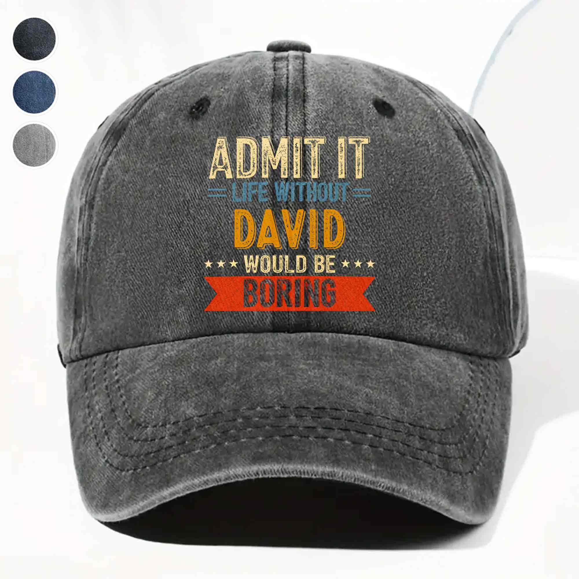 Personalized Washed Denim Cap Custom Name Gift for Him Washed Denim Cap GradoCreations