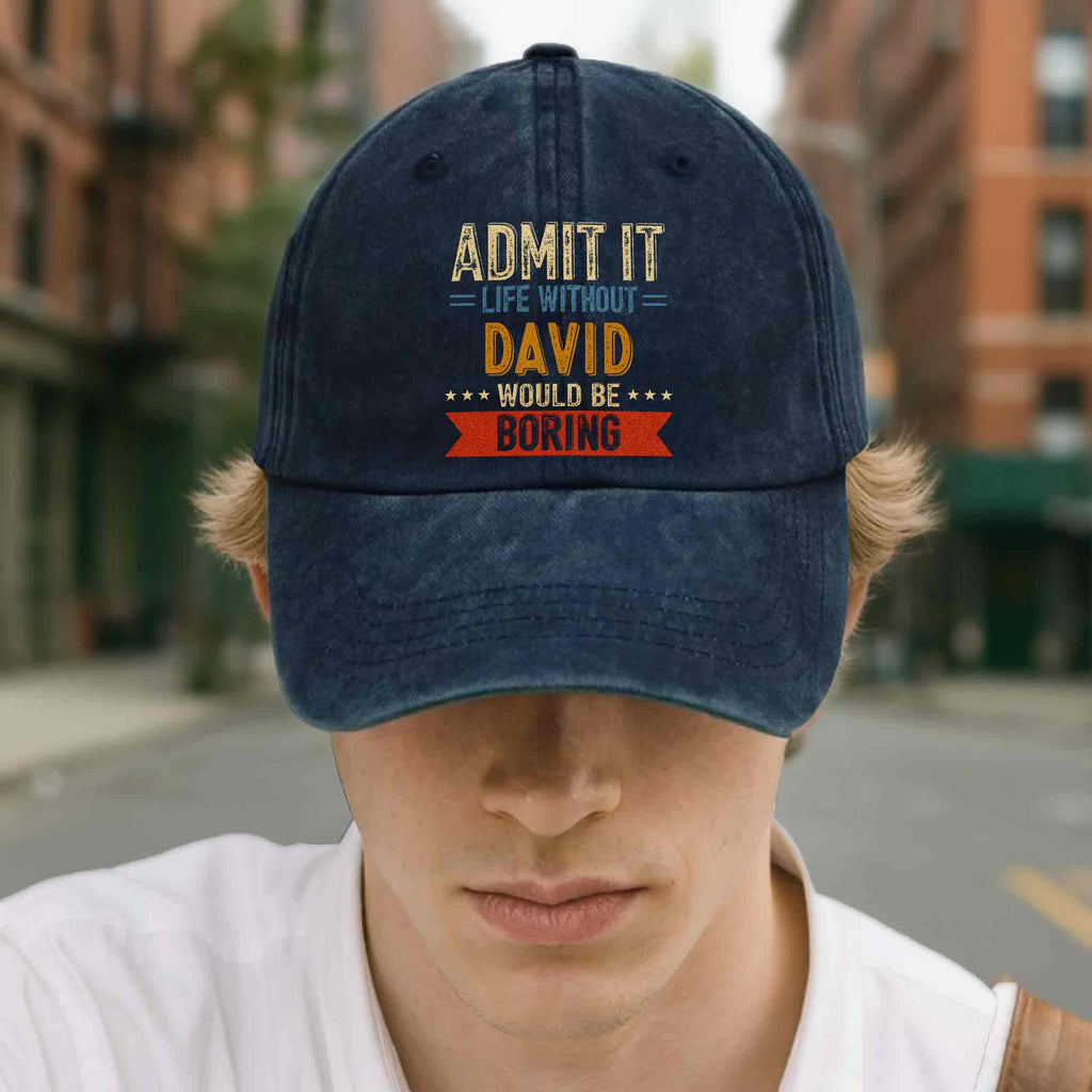 Personalized Washed Denim Cap Custom Name Gift for Him Washed Denim Cap GradoCreations
