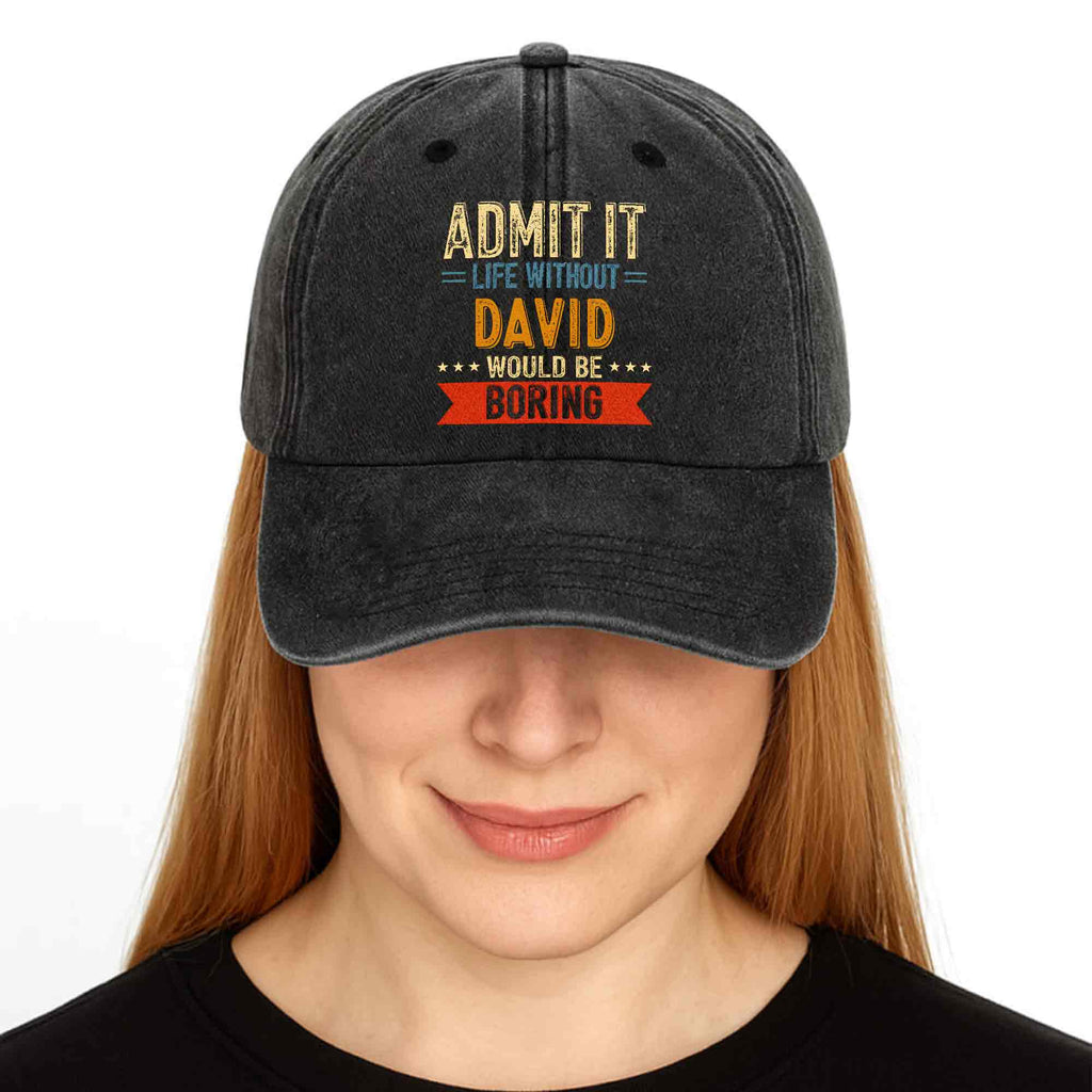 Personalized Washed Denim Cap Custom Name Gift for Him Washed Denim Cap GradoCreations