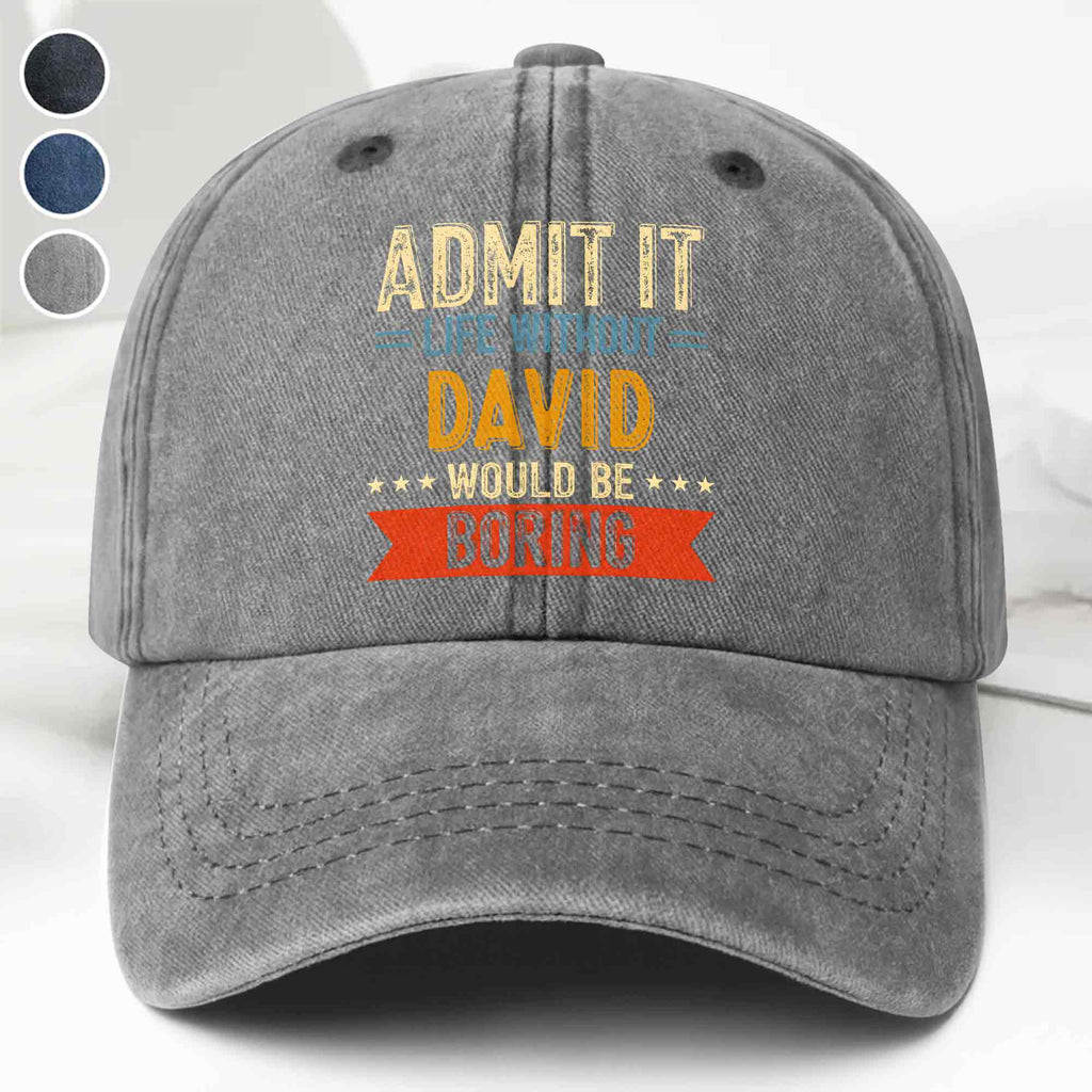 Personalized Washed Denim Cap Custom Name Gift for Him Washed Denim Cap GradoCreations