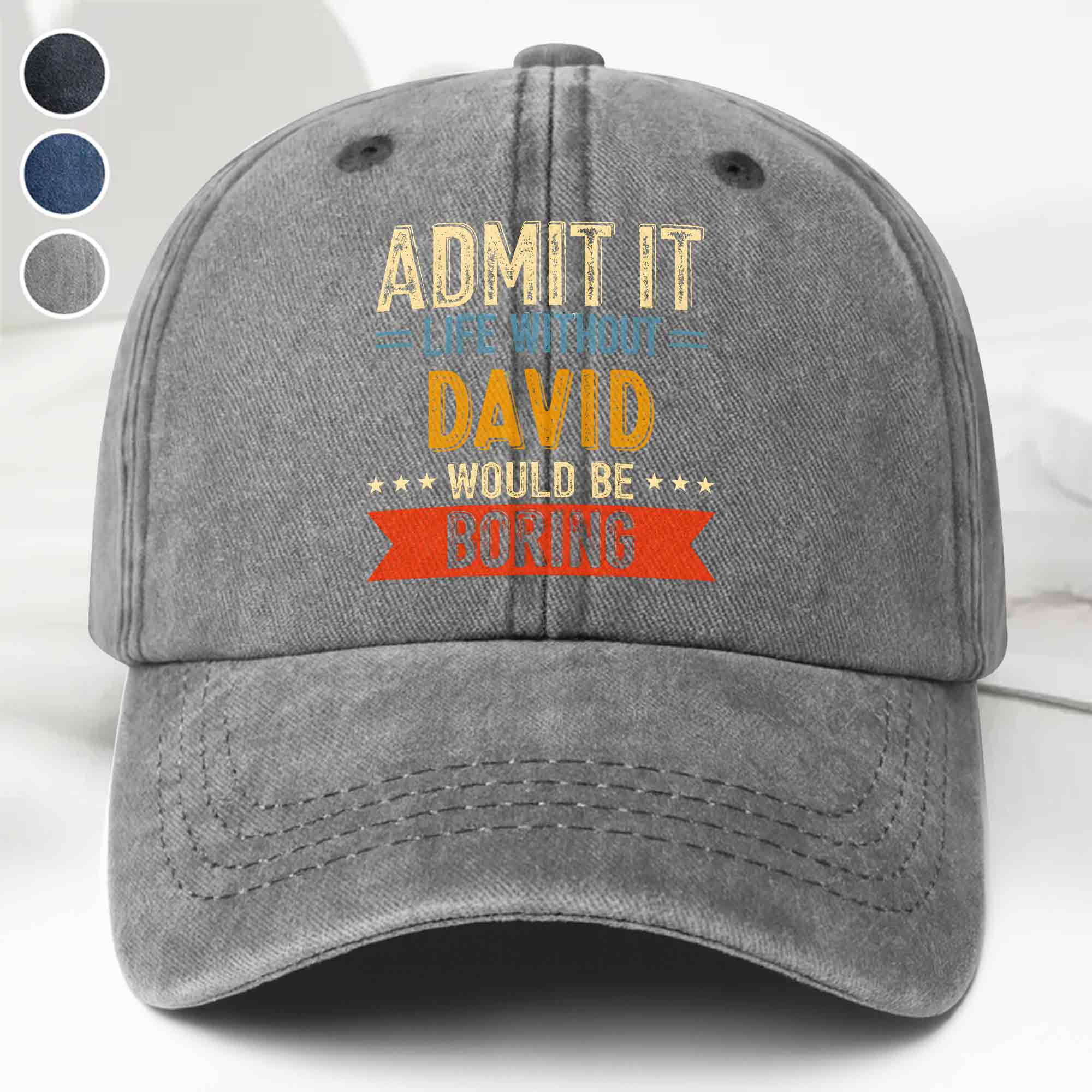 Personalized Washed Denim Cap Custom Name Gift for Him Washed Denim Cap GradoCreations