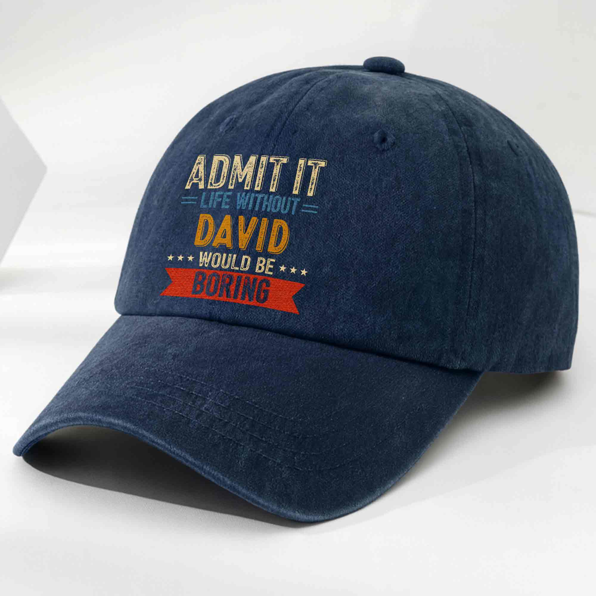 Personalized Washed Denim Cap Custom Name Gift for Him Washed Denim Cap GradoCreations
