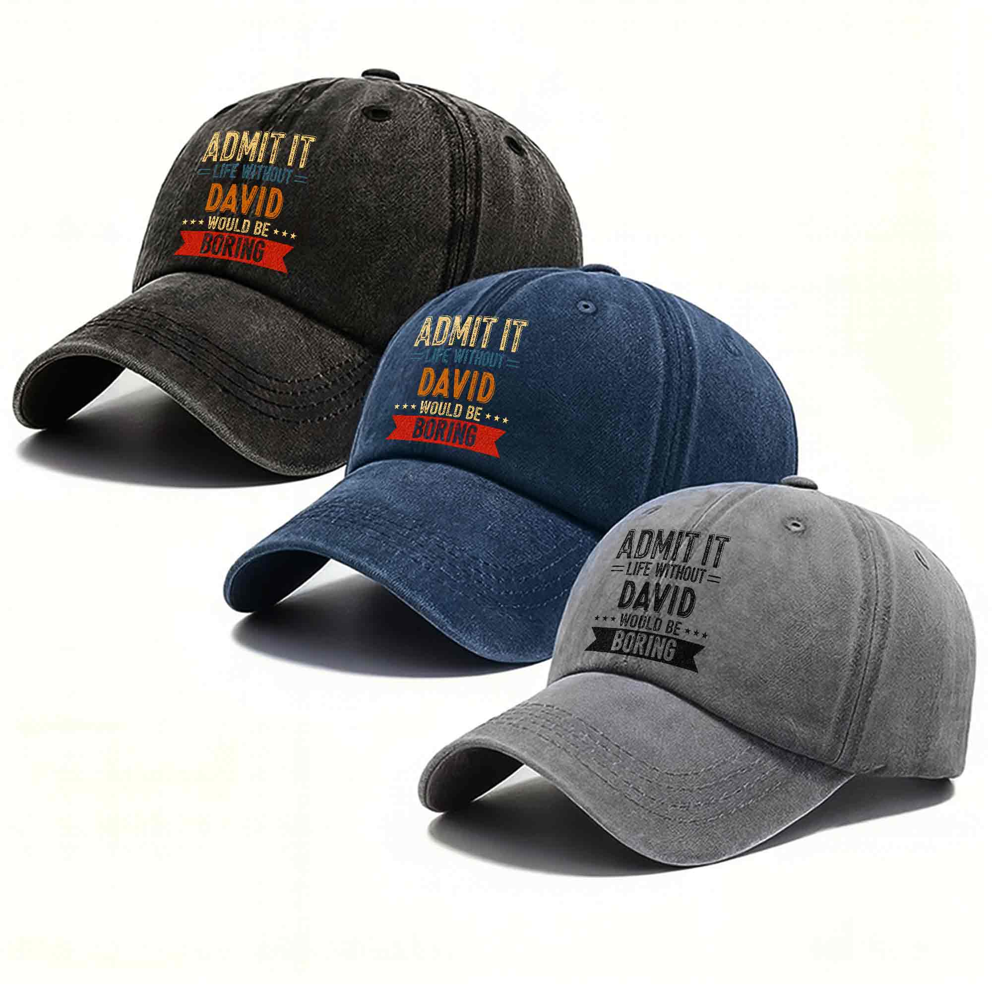 Personalized Washed Denim Cap Custom Name Gift for Him Washed Denim Cap GradoCreations