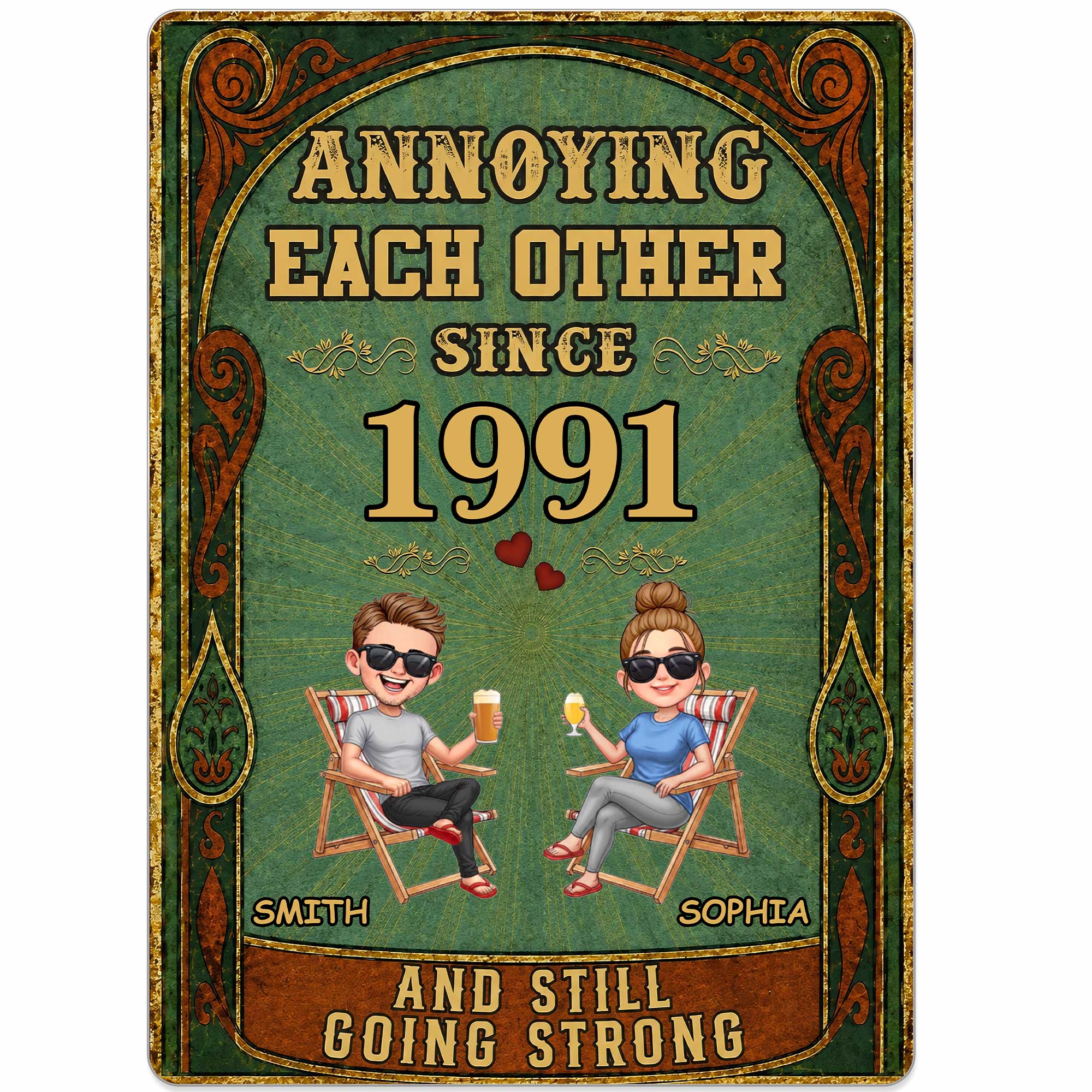 Personalized Metal Sign Custom Names Couples Gift Anniversary Metal Sign GradoCreations