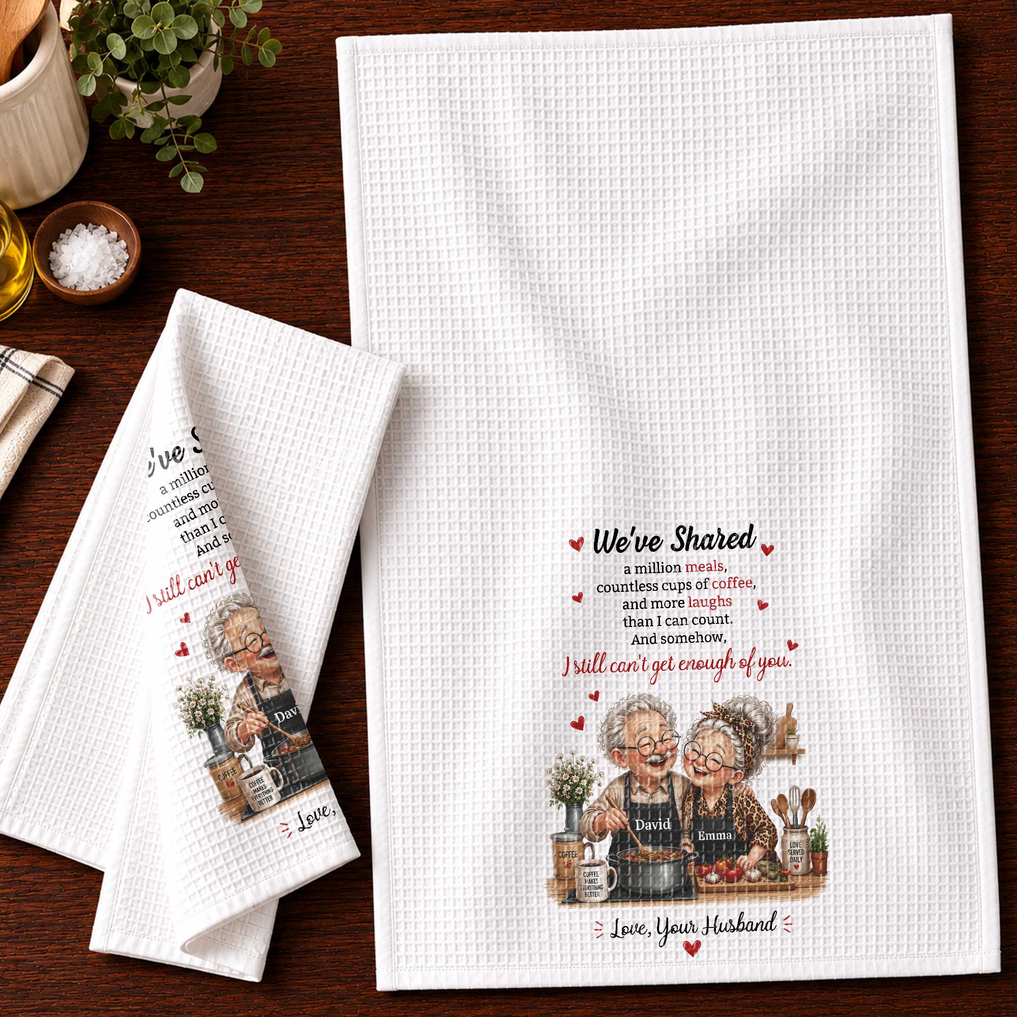 Personalized Kitchen Towel Custom Couple Gift for Anniversary