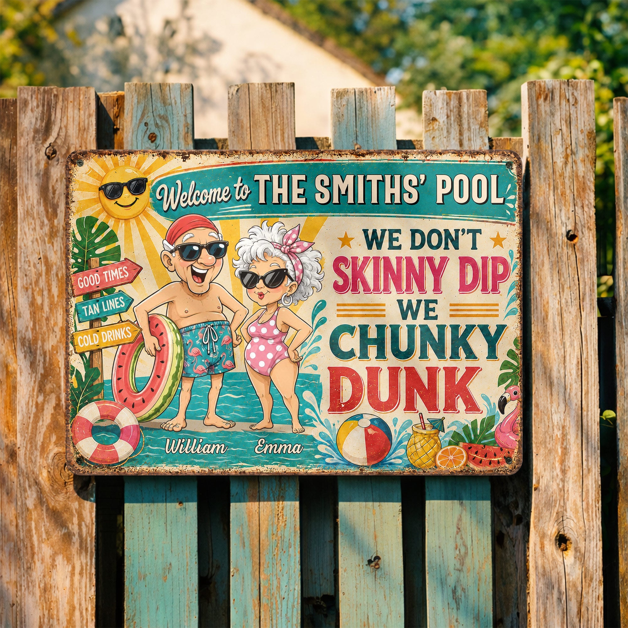 Personalized Metal Sign Welcome to Our Pool Gift for Couples Metal Sign GradoCreations