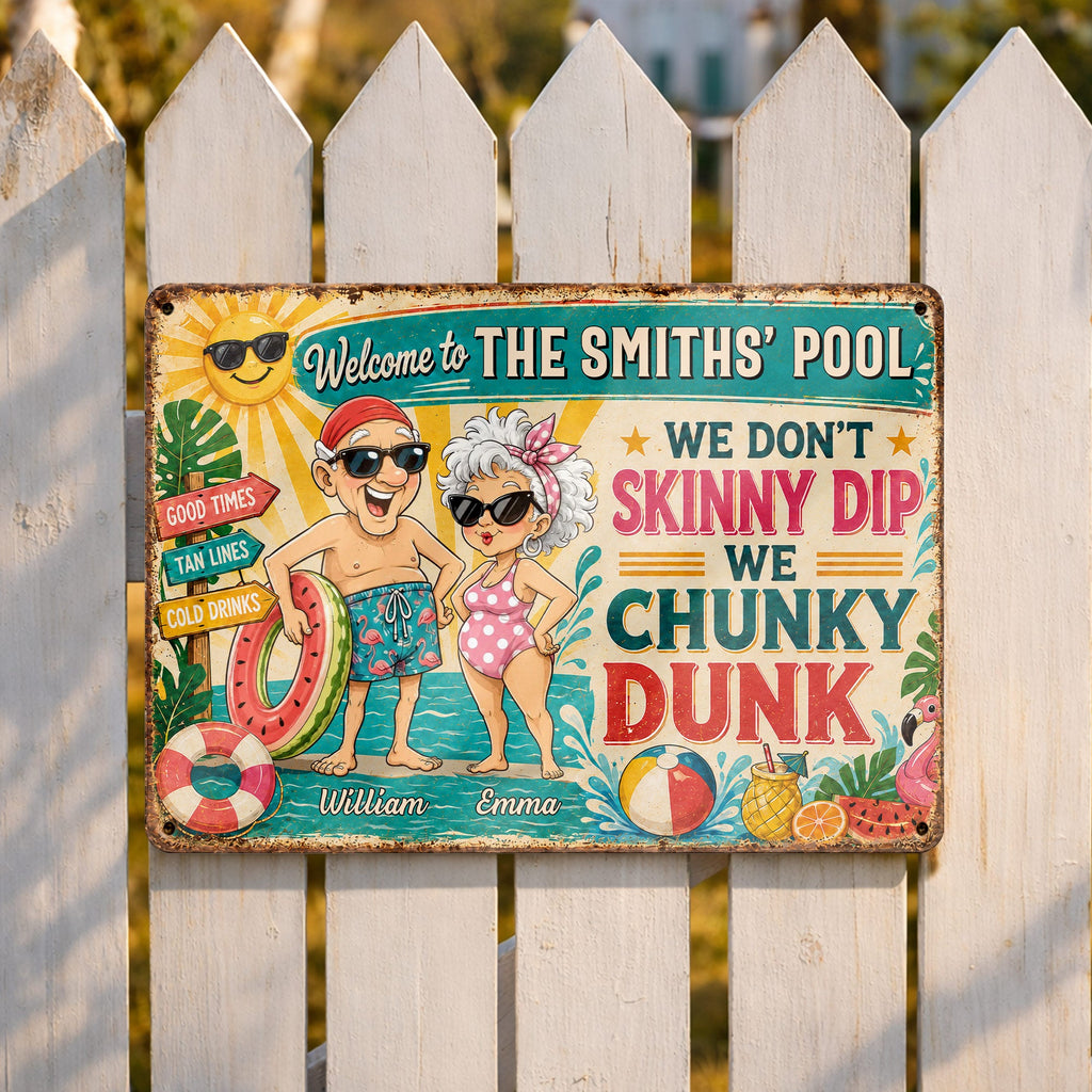 Personalized Metal Sign Welcome to Our Pool Gift for Couples Metal Sign GradoCreations