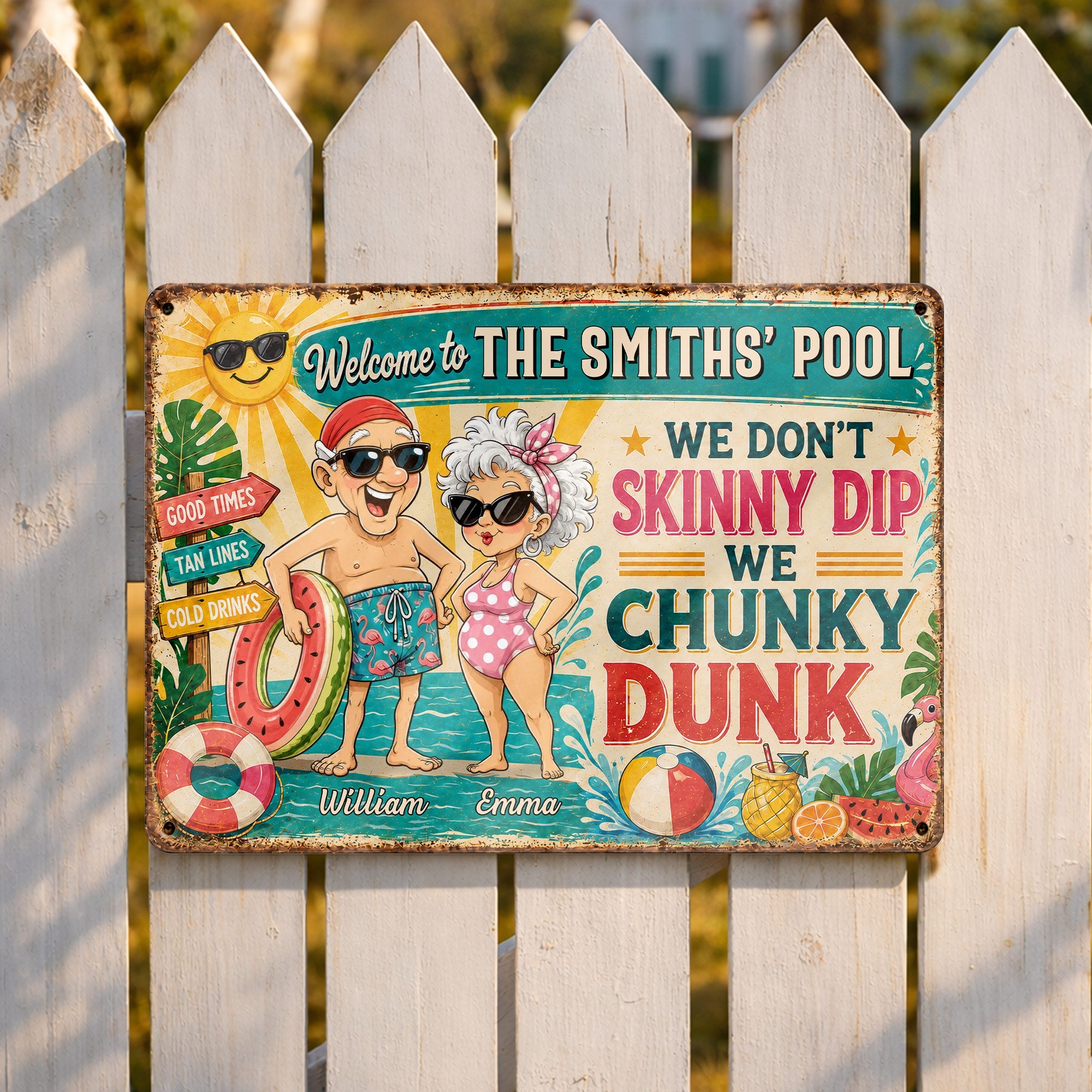 Personalized Metal Sign Welcome to Our Pool Gift for Couples Metal Sign GradoCreations