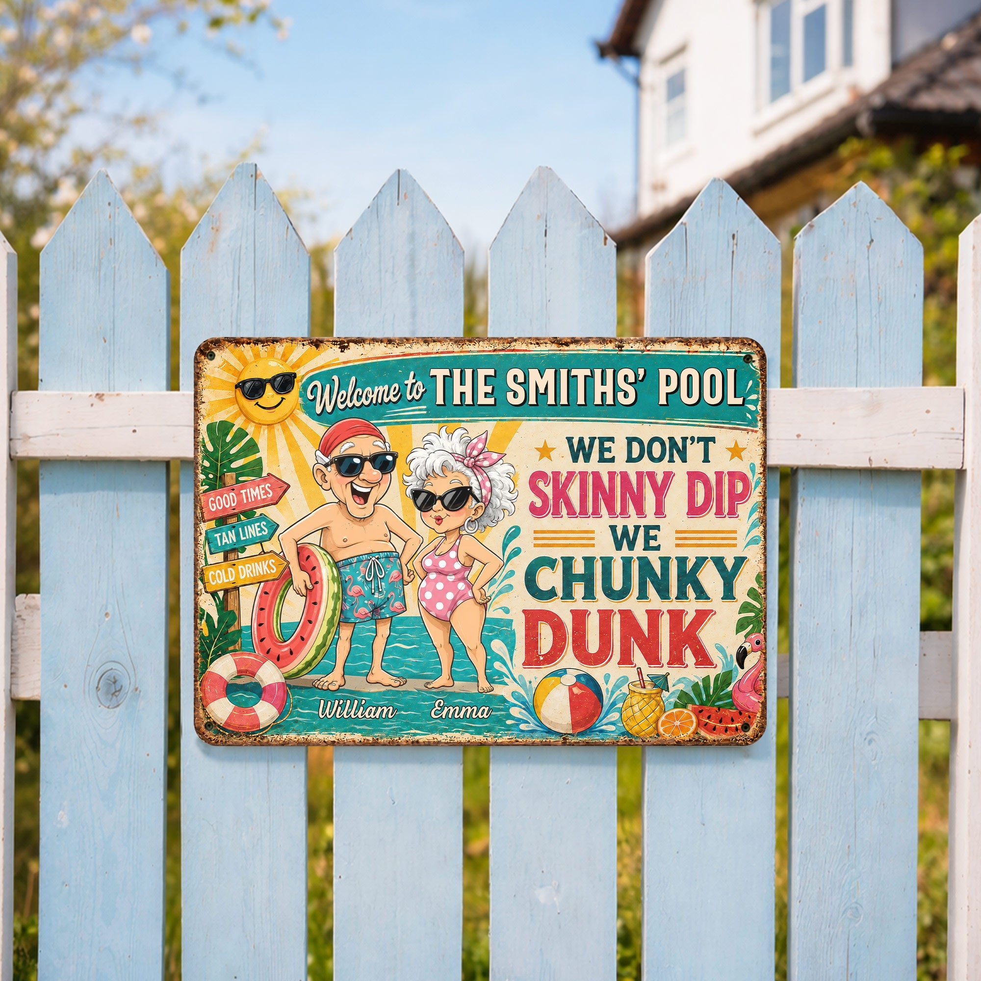 Personalized Metal Sign Welcome to Our Pool Gift for Couples Metal Sign GradoCreations