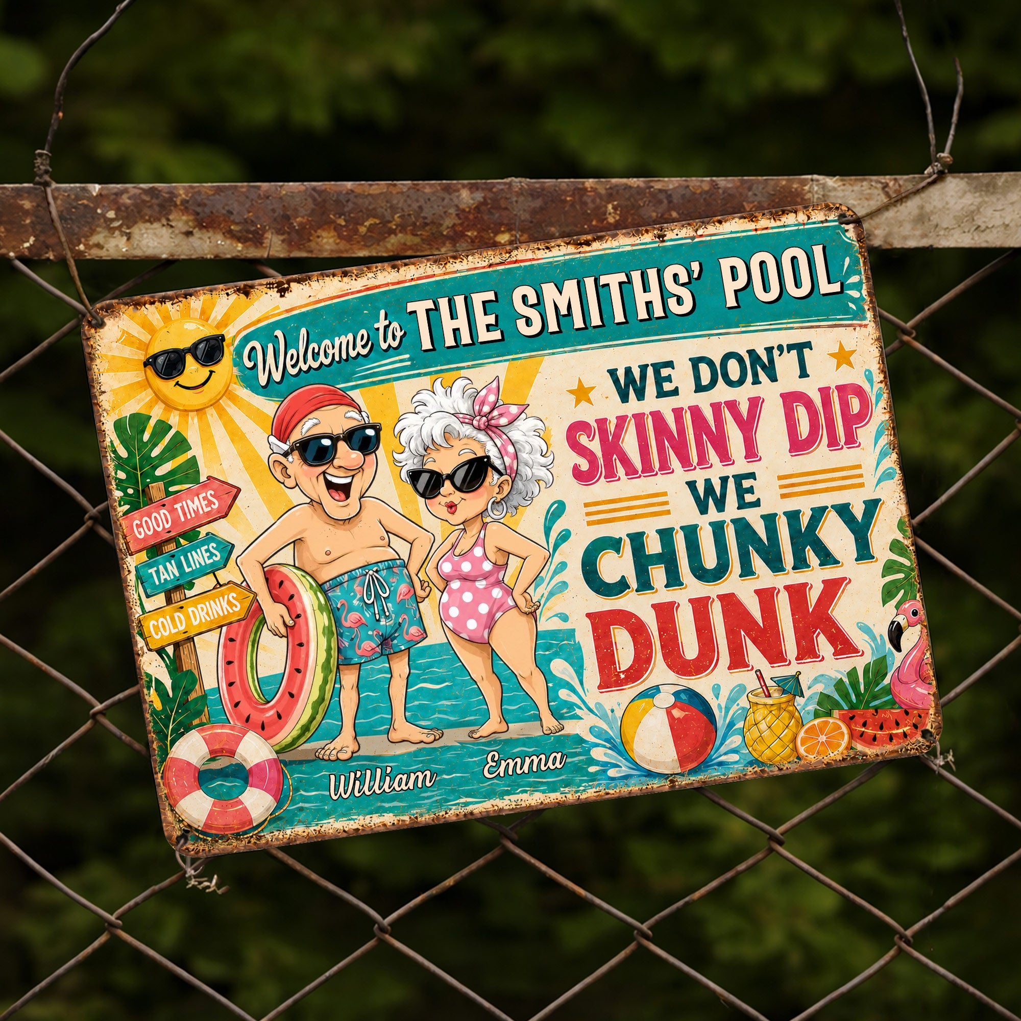 Personalized Metal Sign Welcome to Our Pool Gift for Couples Metal Sign GradoCreations