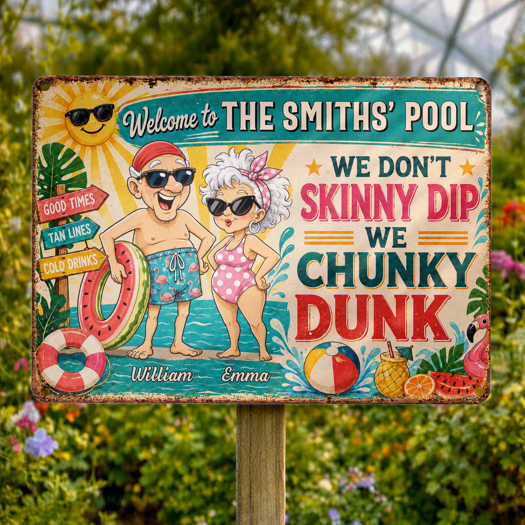 Personalized Metal Sign Welcome to Our Pool Gift for Couples Metal Sign GradoCreations