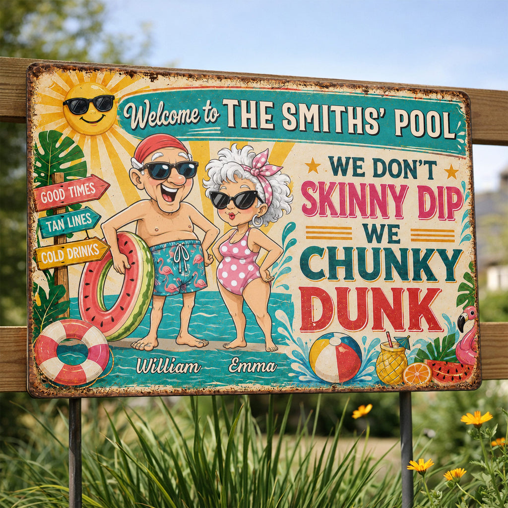 Personalized Metal Sign Welcome to Our Pool Gift for Couples Metal Sign GradoCreations