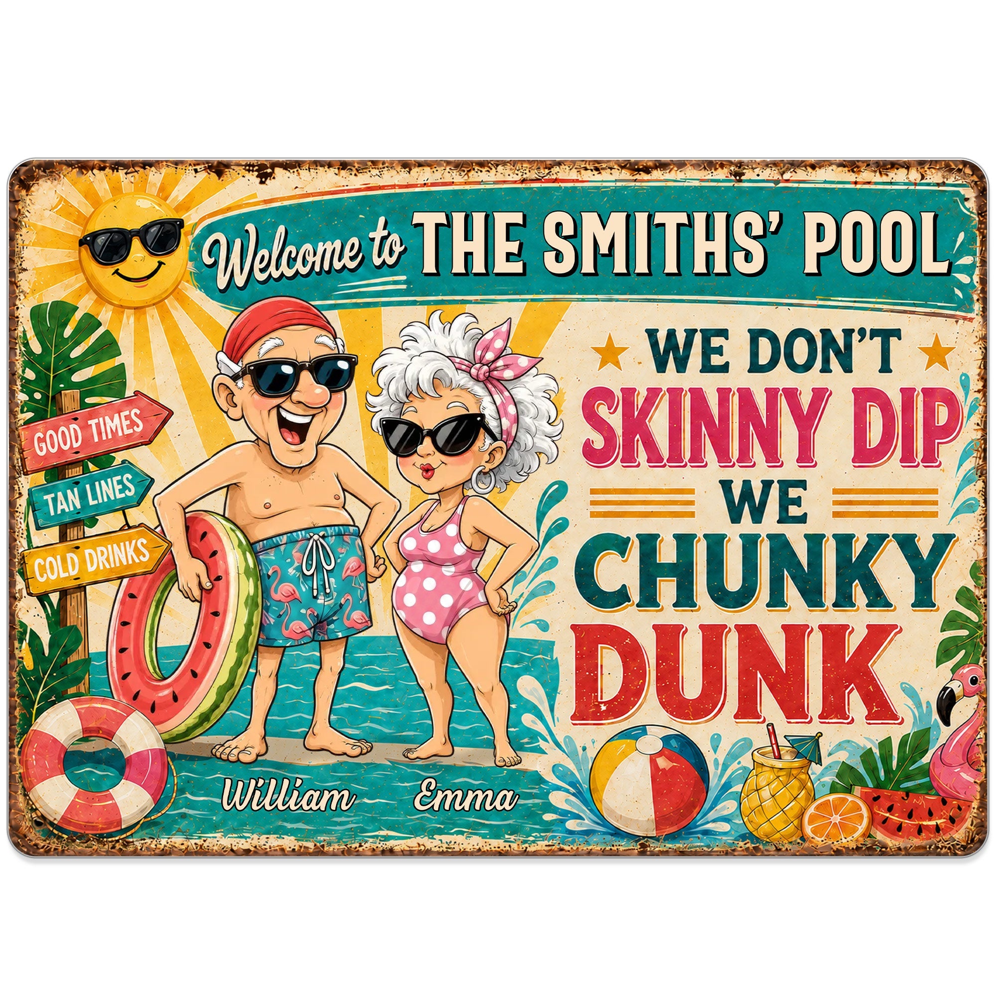 Personalized Metal Sign Welcome to Our Pool Gift for Couples Metal Sign GradoCreations