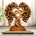 Personalized 2-Layer Wood Plaque Heart with Wedding Rings Gift for Couples