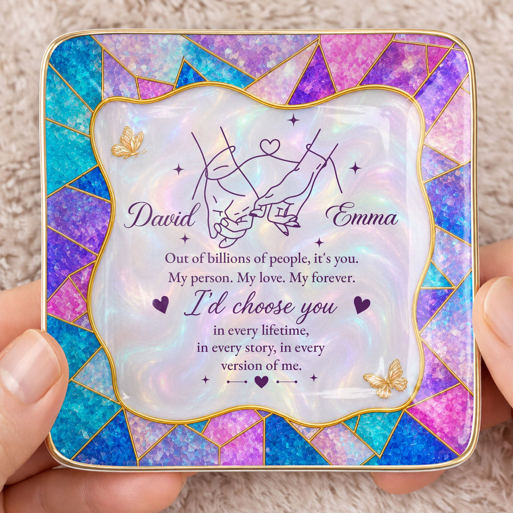 Personalized Stained Glass Jewelry Dish Custom Gift for Couple