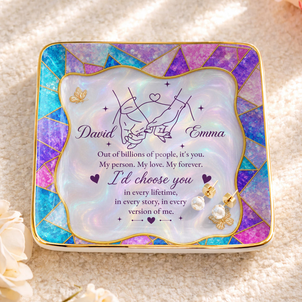 Personalized Stained Glass Jewelry Dish Custom Gift for Couple