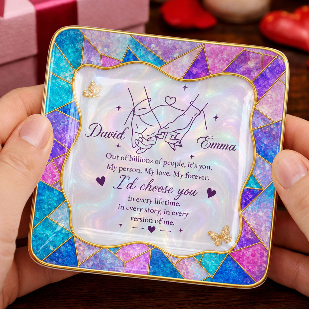 Personalized Stained Glass Jewelry Dish Custom Gift for Couple