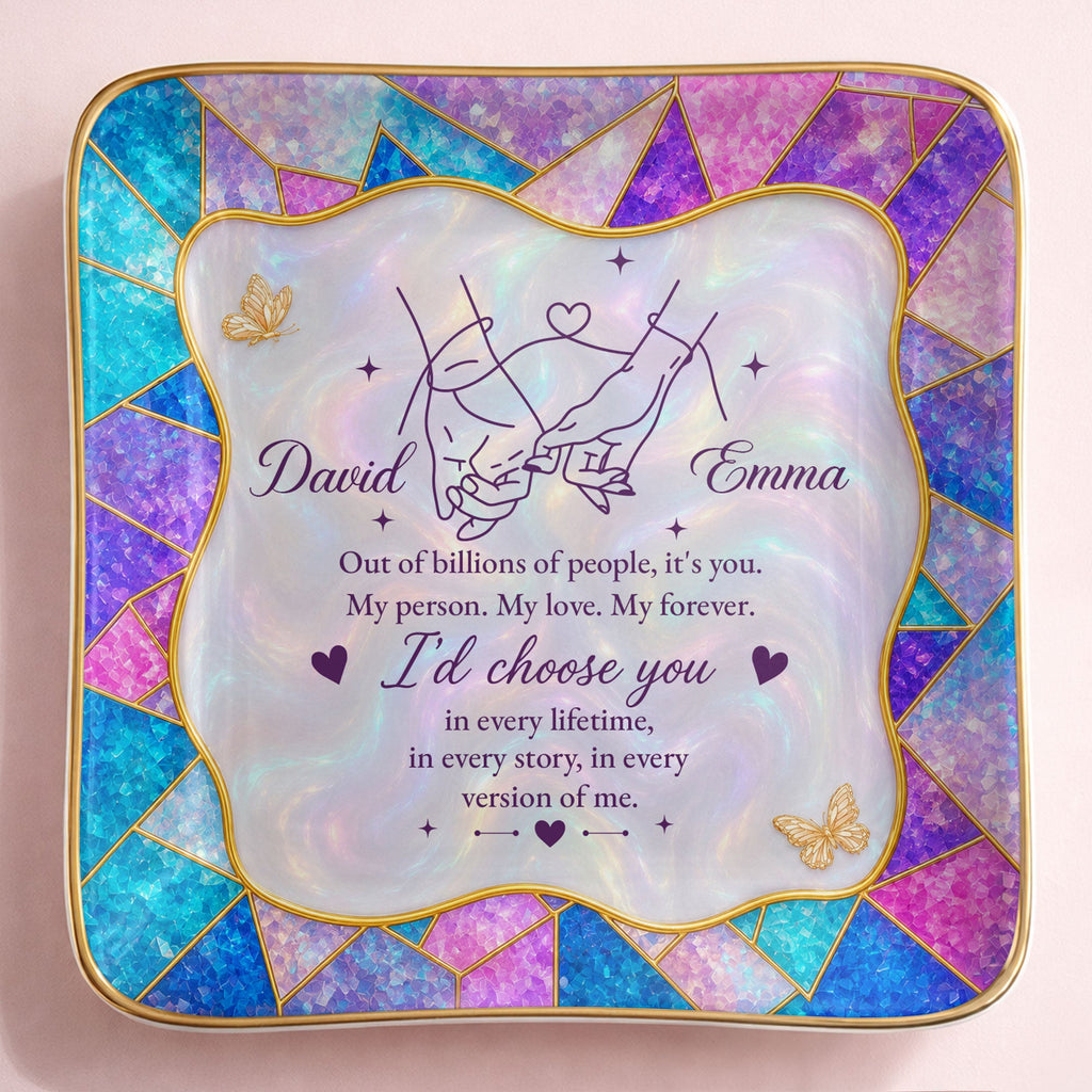 Personalized Stained Glass Jewelry Dish Custom Gift for Couple