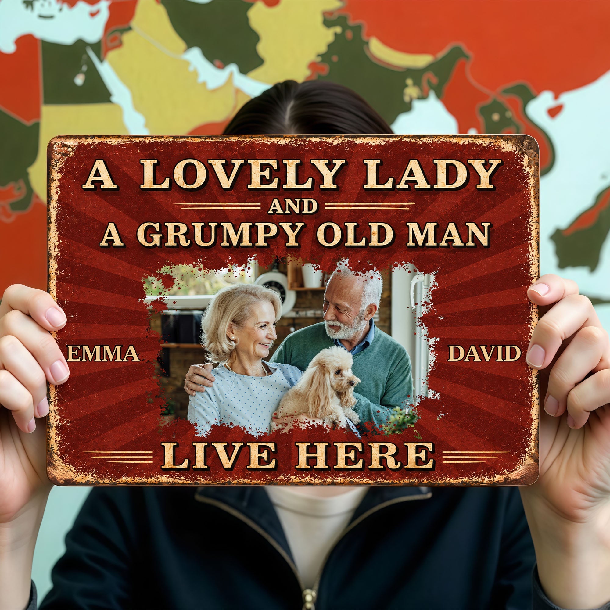 Personalized Metal Sign Custom Name Dog Lovers Gift for Couples