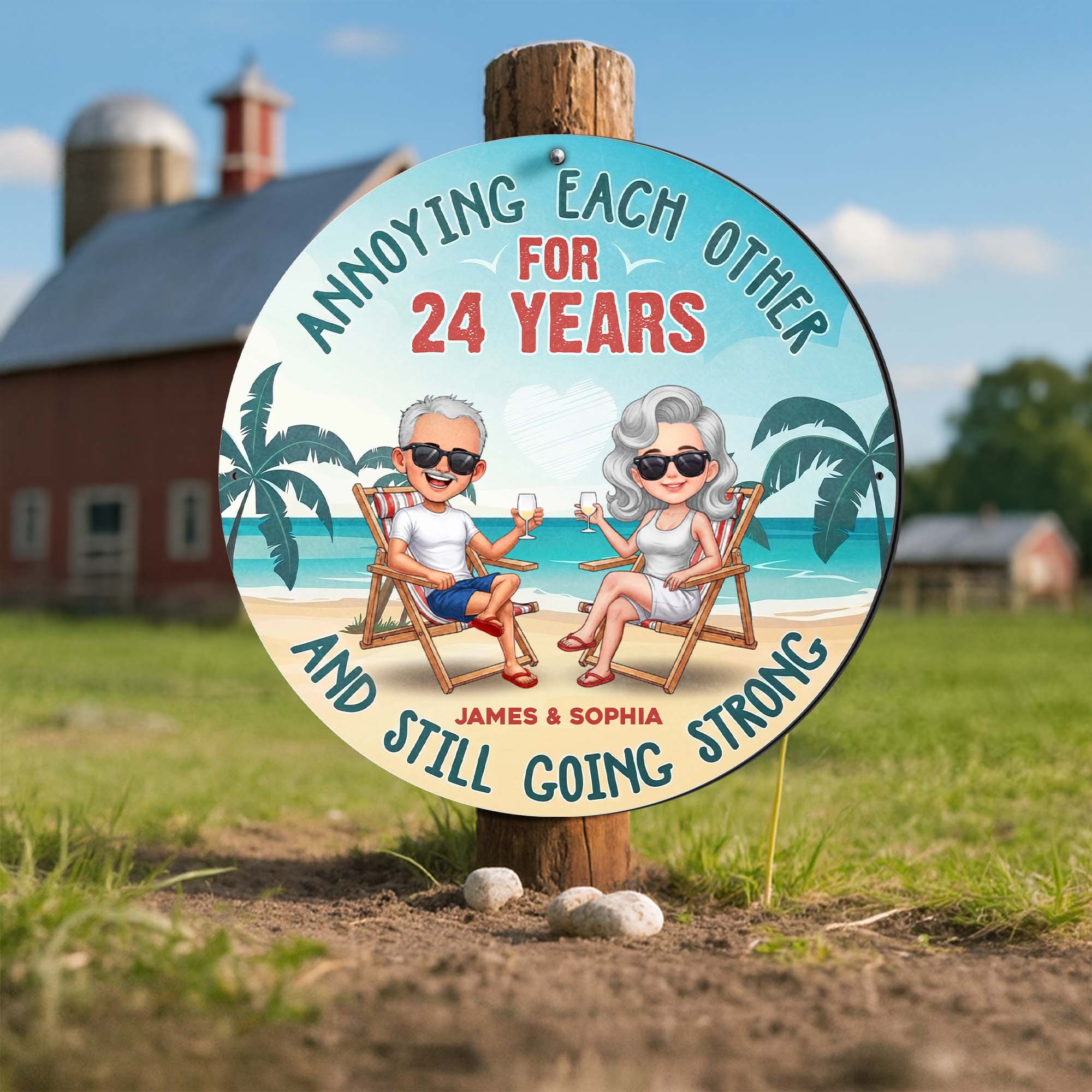 Personalized Beach Couple Metal Sign Custom Name Gift Custom Shaped Metal Sign GradoCreations