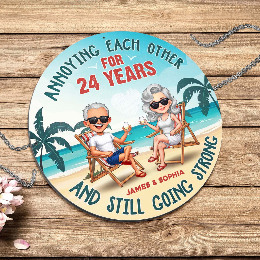 Personalized Beach Couple Metal Sign Custom Name Gift Custom Shaped Metal Sign GradoCreations