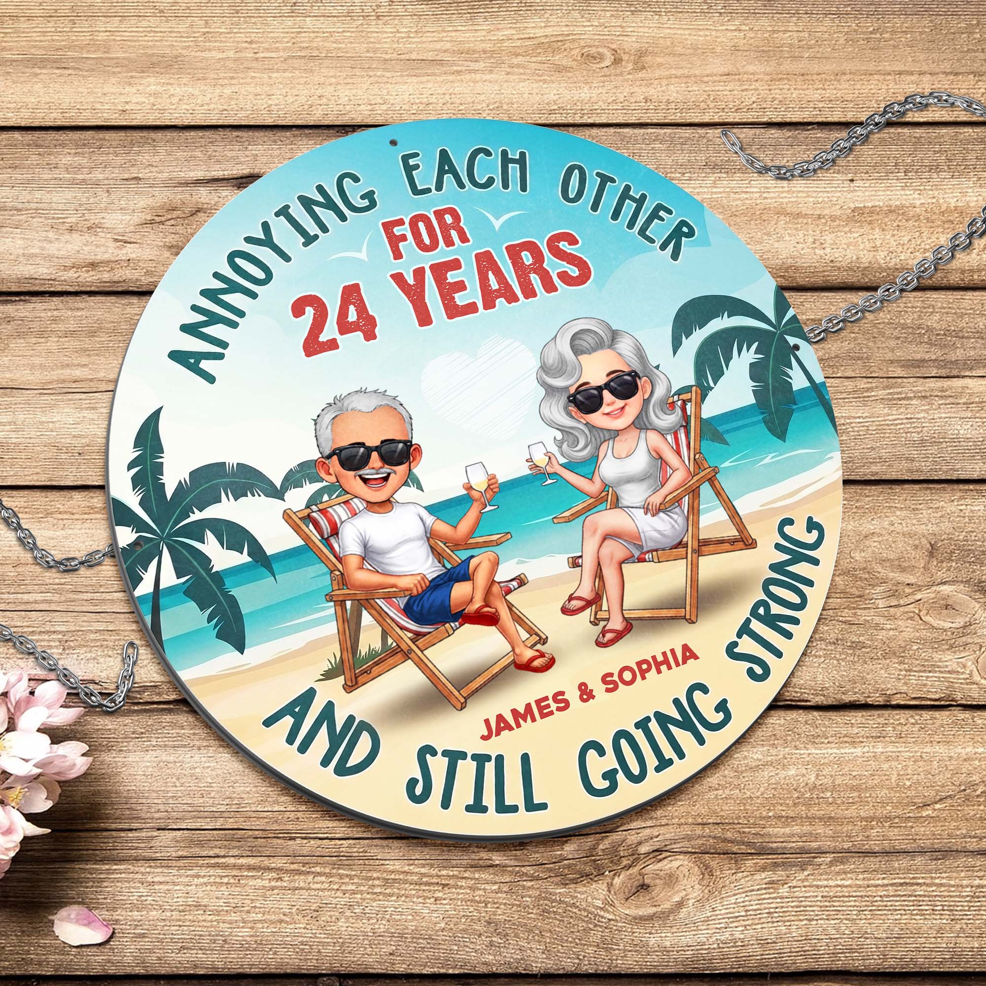 Personalized Beach Couple Metal Sign Custom Name Gift Custom Shaped Metal Sign GradoCreations