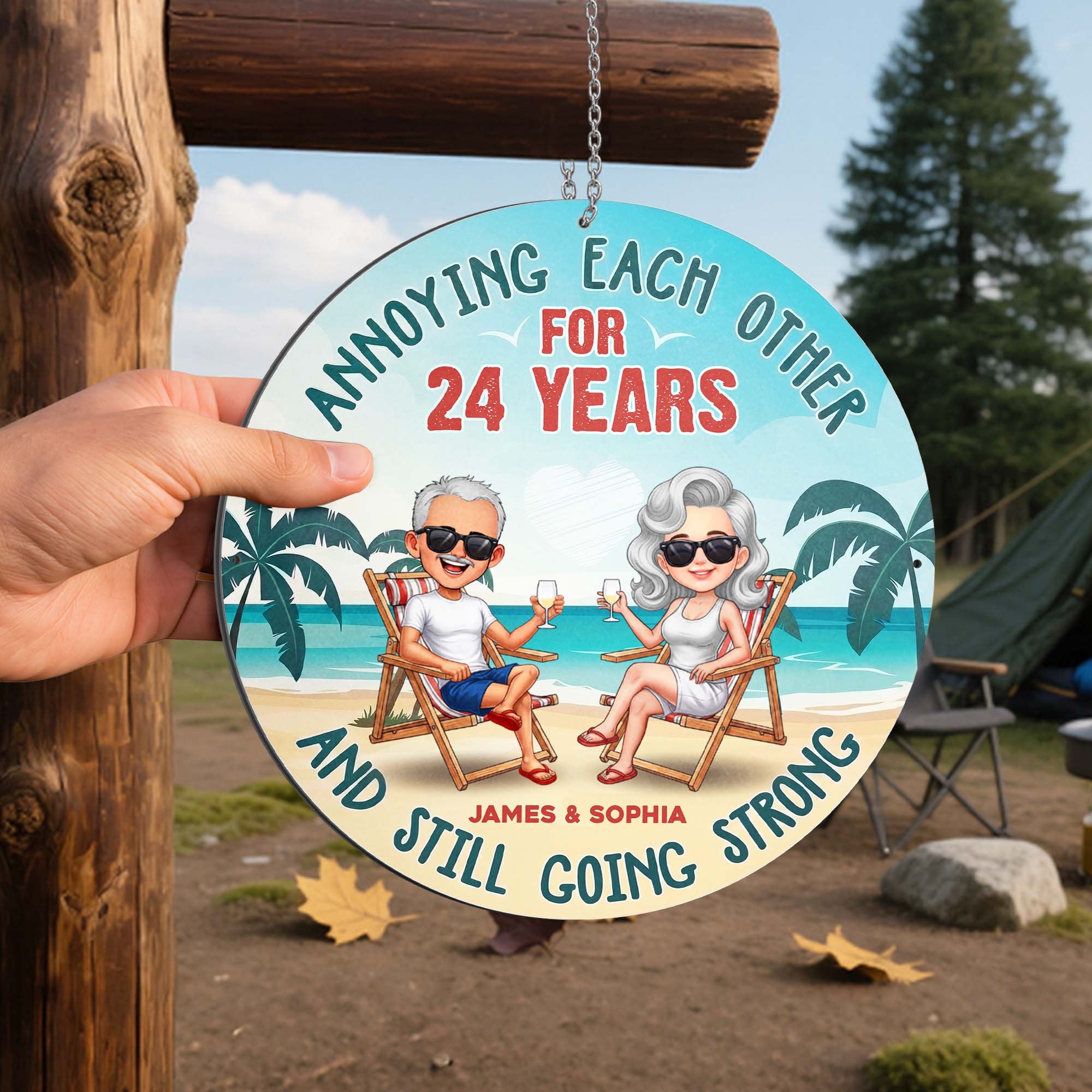 Personalized Beach Couple Metal Sign Custom Name Gift Custom Shaped Metal Sign GradoCreations