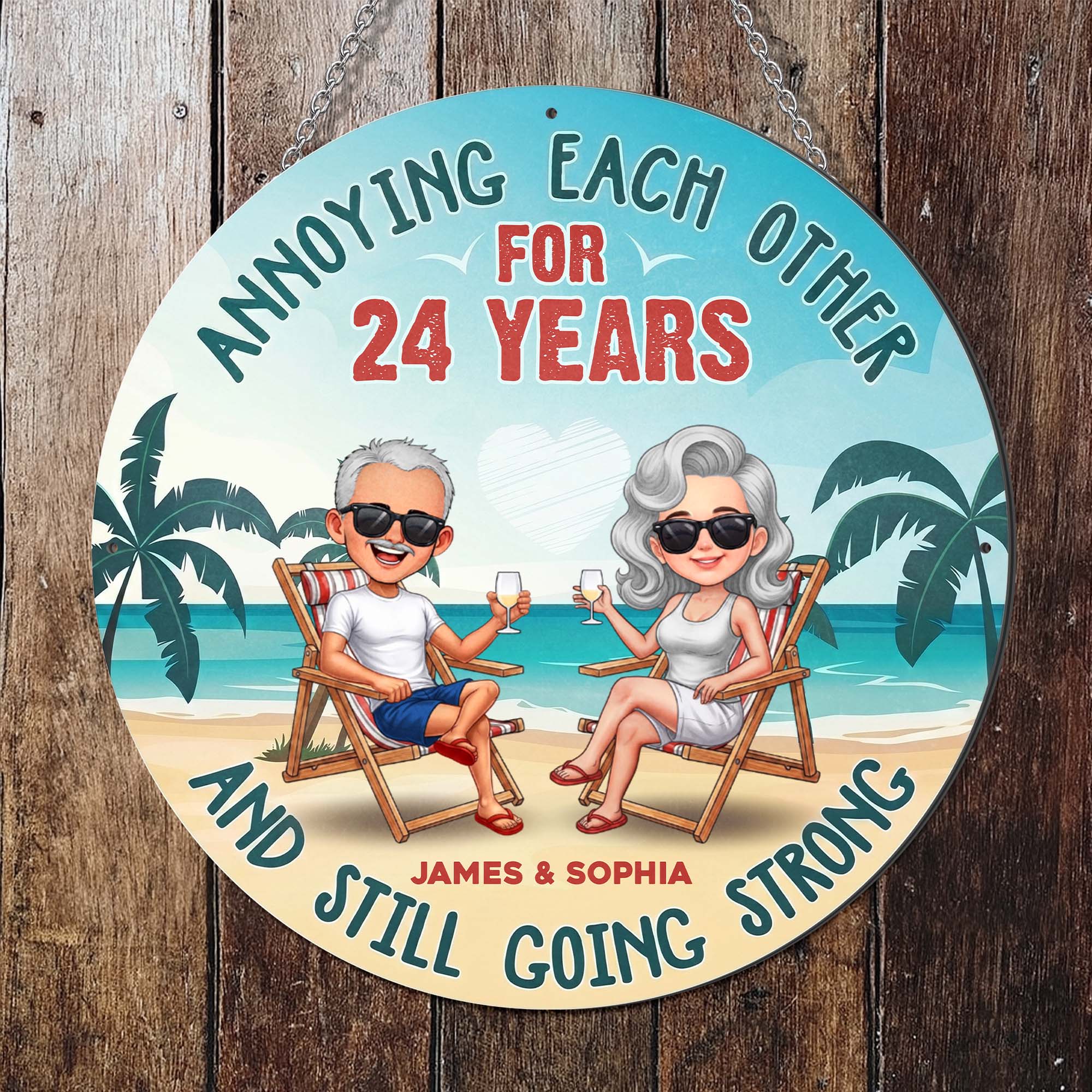 Personalized Beach Couple Metal Sign Custom Name Gift Custom Shaped Metal Sign GradoCreations