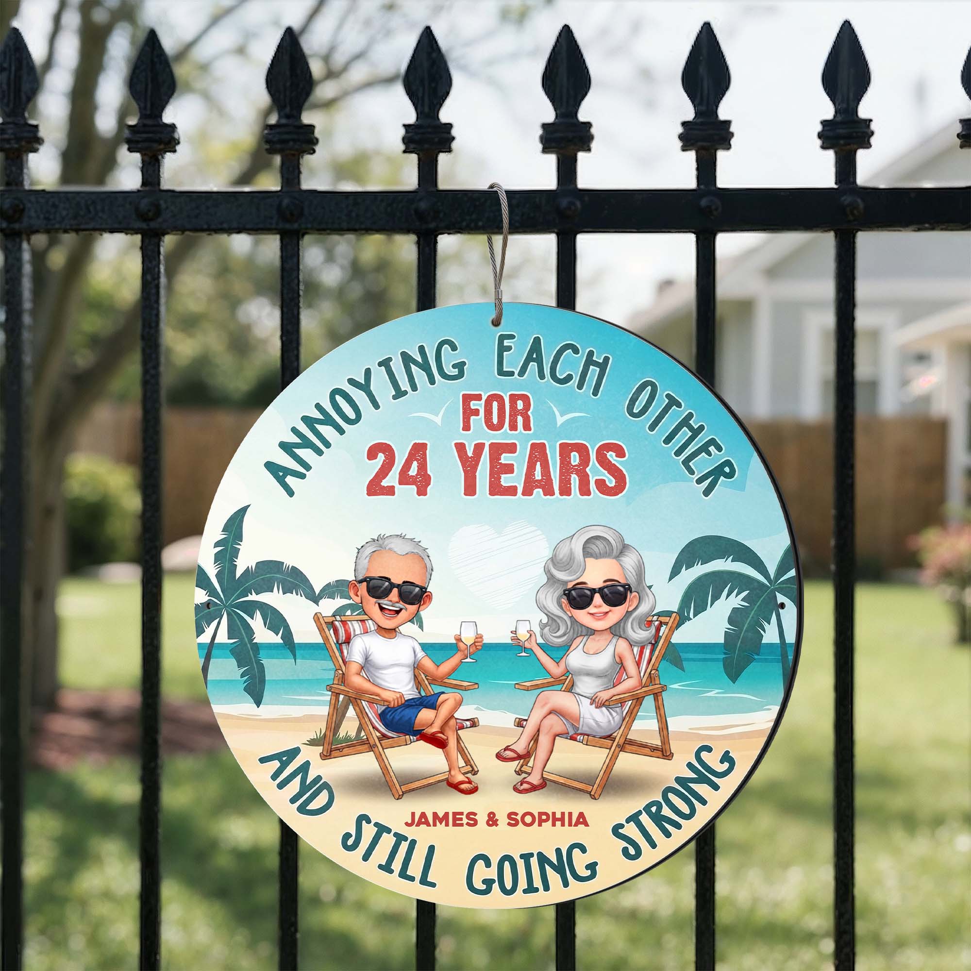 Personalized Beach Couple Metal Sign Custom Name Gift Custom Shaped Metal Sign GradoCreations