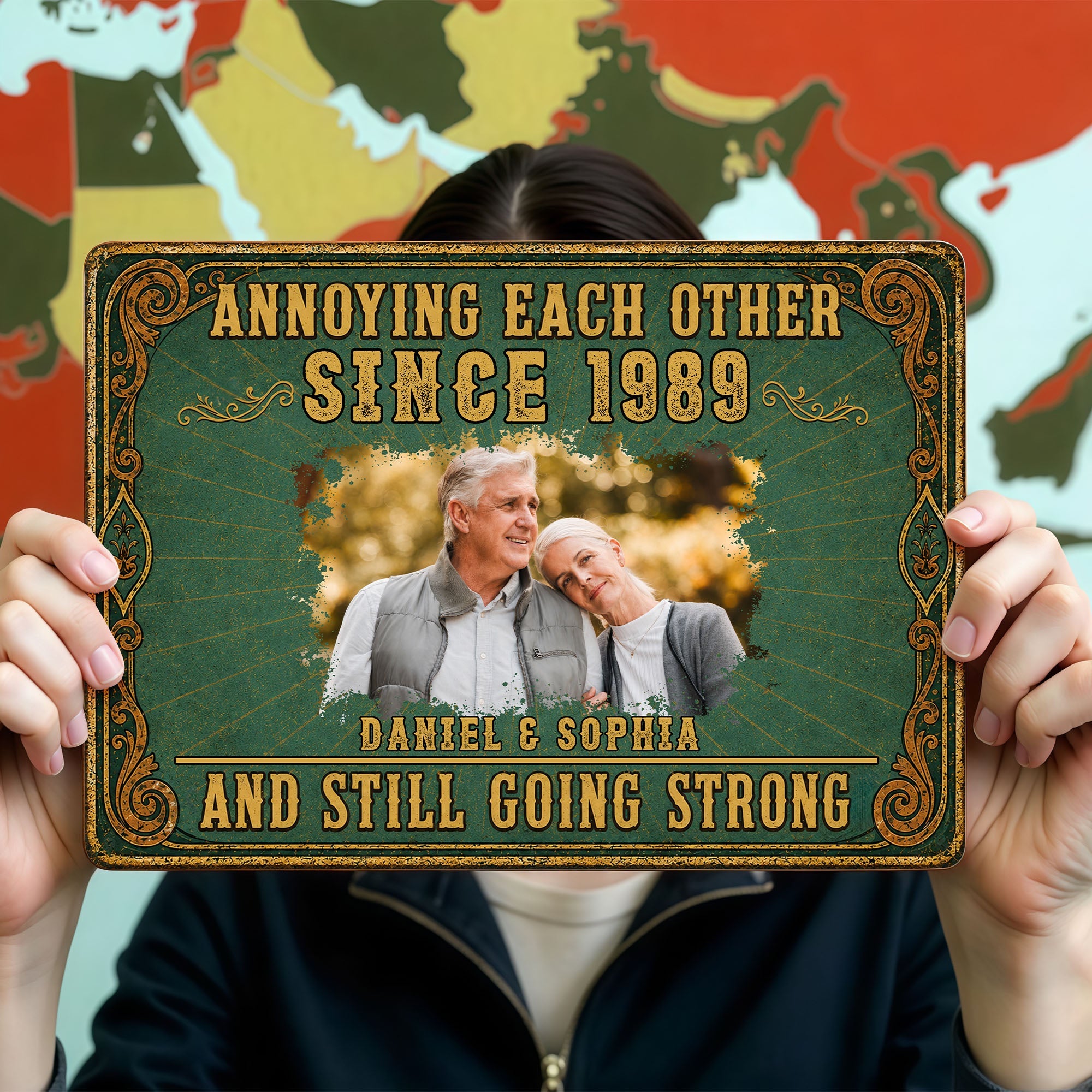 Personalized Metal Sign Custom Couple Photo Special Year Gift