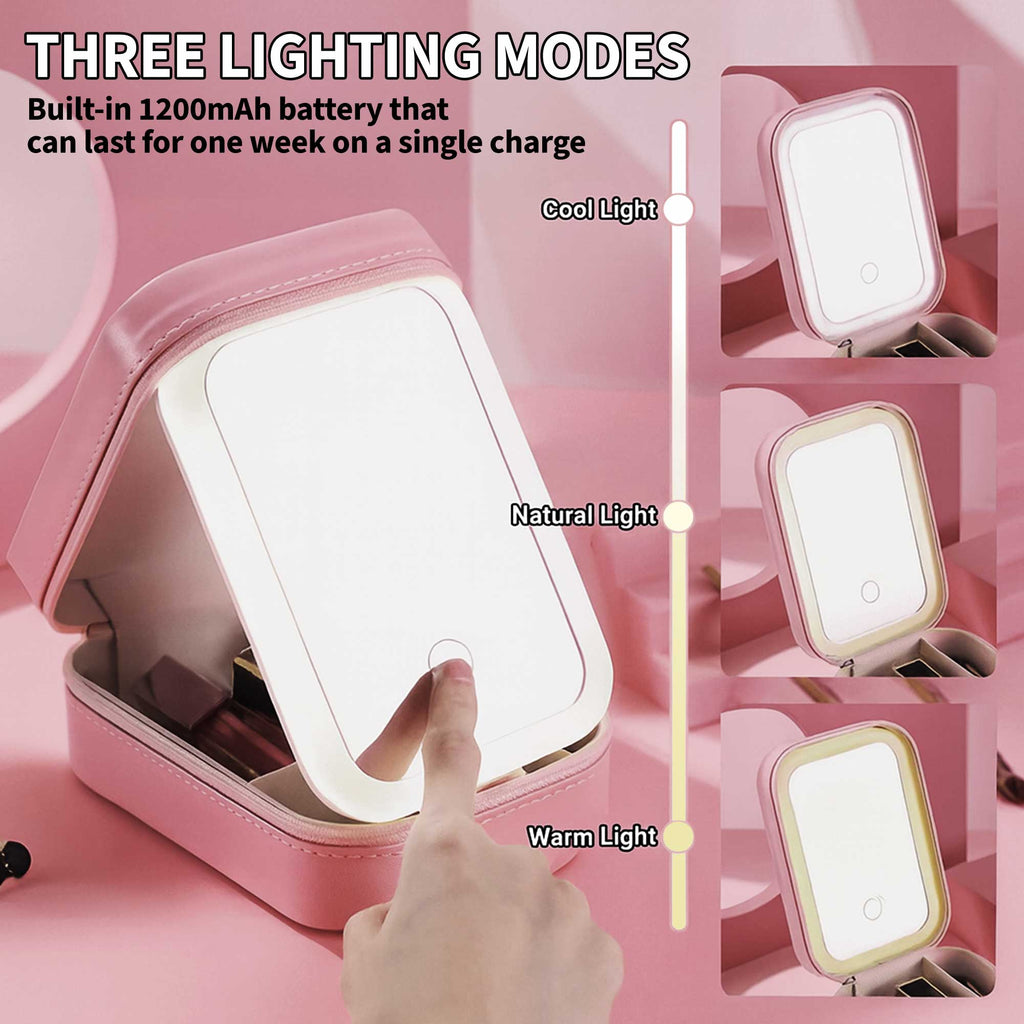 Personalized LED Mirror Jewelry Box Custom Name Gift for Couples Jewelry Box With LED Mirror GradoCreations
