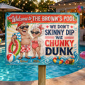Personalized Metal Sign Welcome to Our Pool Custom Name Gift for Couple