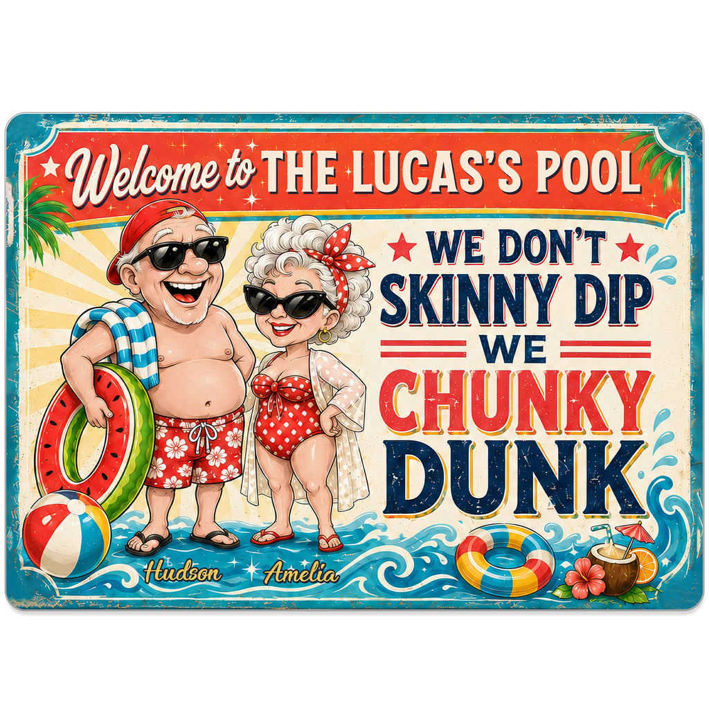 Personalized Metal Sign Welcome to Our Pool Custom Name Gift for Couple