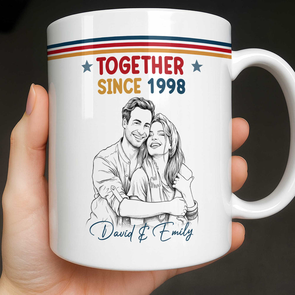 Personalized Retro Stripes Coffee Mug Custom Couple Gift Edge-to-edge Mug GradoCreations