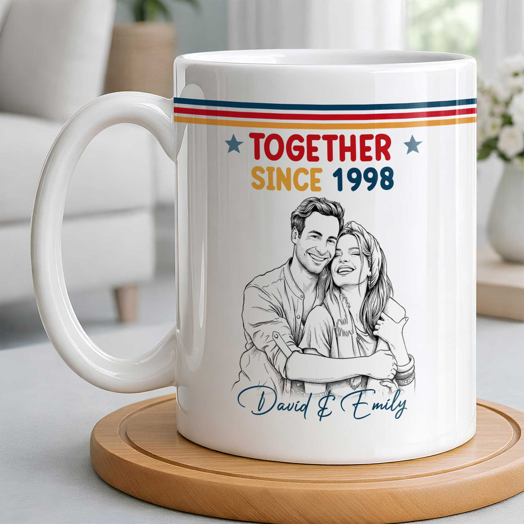 Personalized Retro Stripes Coffee Mug Custom Couple Gift Edge-to-edge Mug GradoCreations
