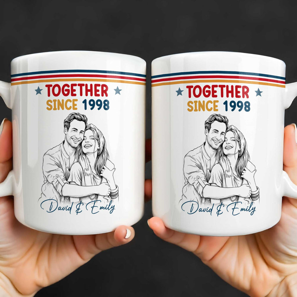 Personalized Retro Stripes Coffee Mug Custom Couple Gift Edge-to-edge Mug GradoCreations