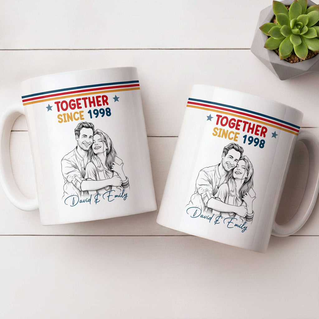 Personalized Retro Stripes Coffee Mug Custom Couple Gift Edge-to-edge Mug GradoCreations