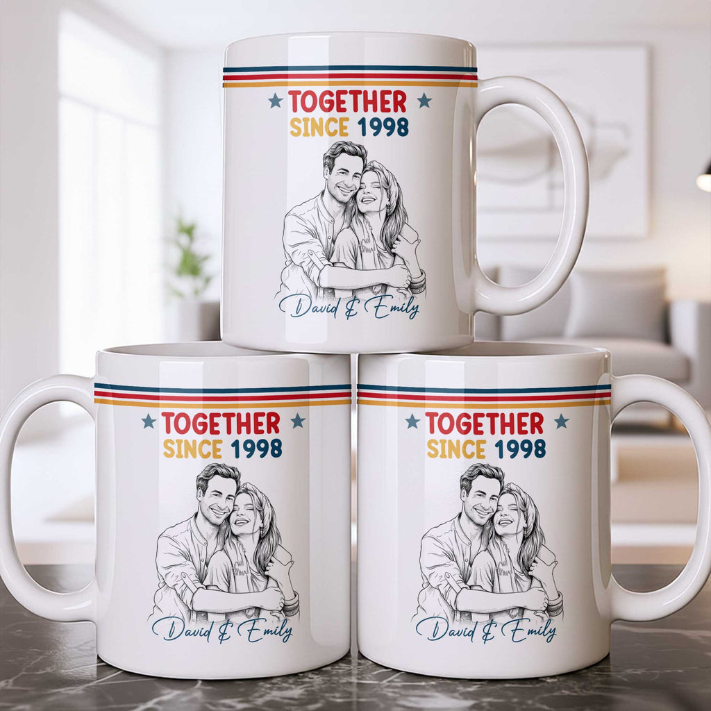 Personalized Retro Stripes Coffee Mug Custom Couple Gift Edge-to-edge Mug GradoCreations