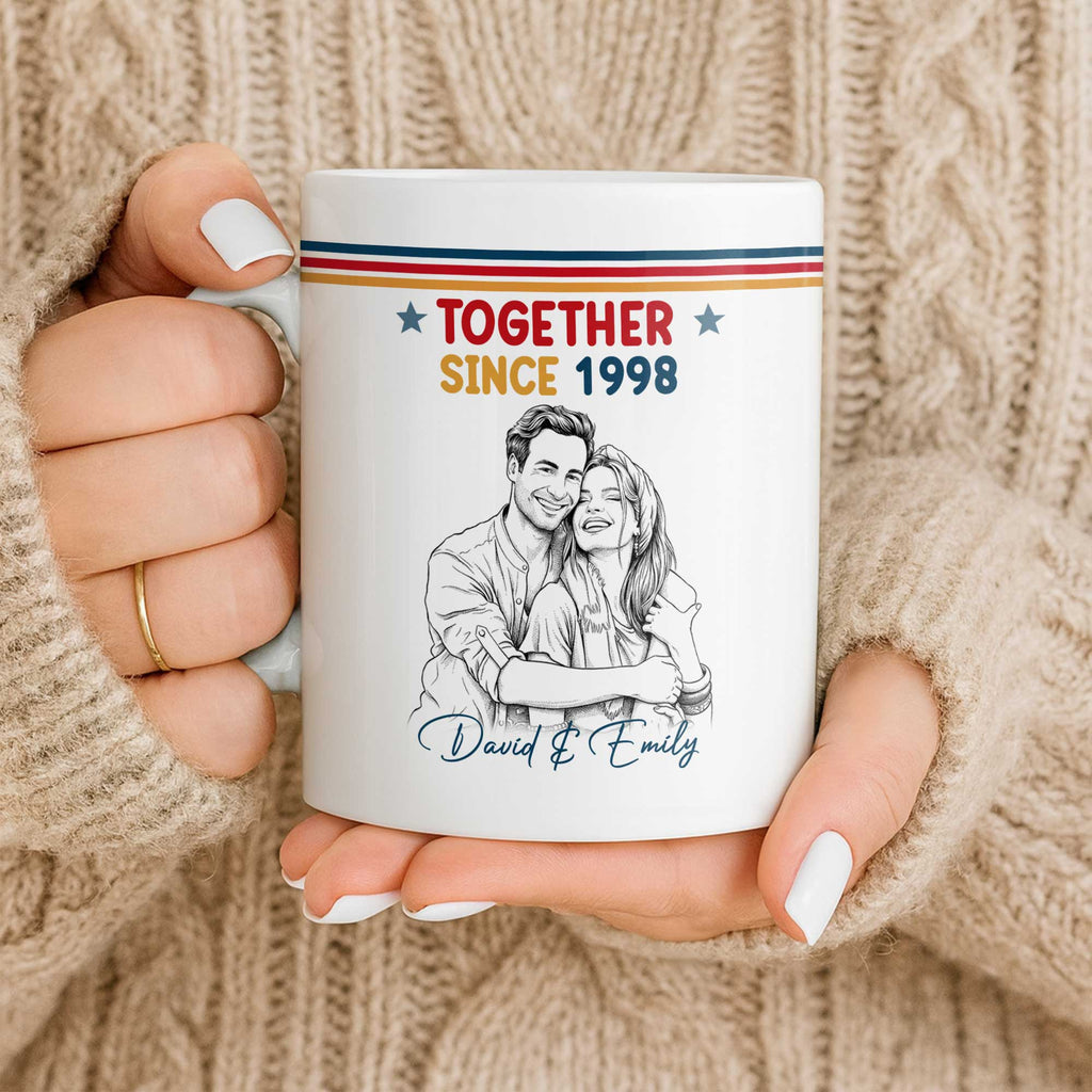Personalized Retro Stripes Coffee Mug Custom Couple Gift Edge-to-edge Mug GradoCreations