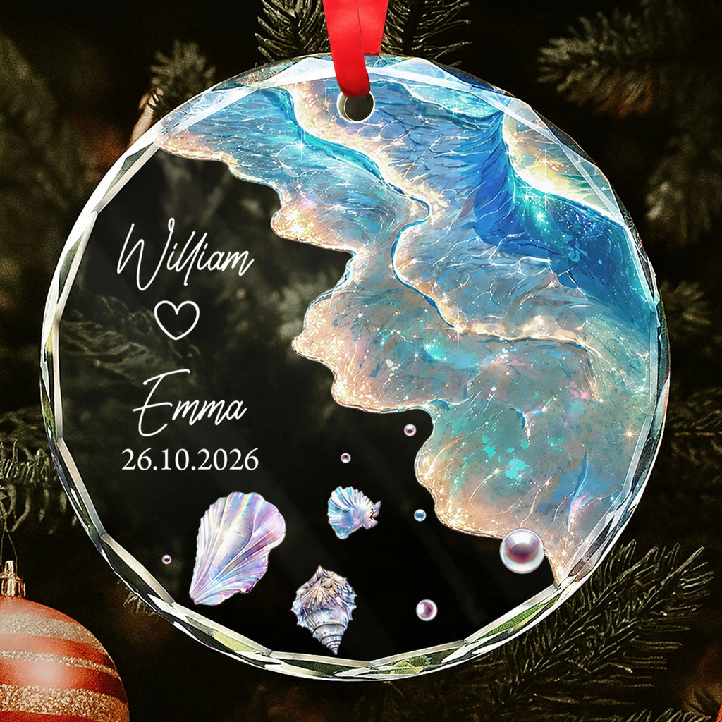 Personalized Glass Circle Ornament Customized Couple Gift for Anniversary